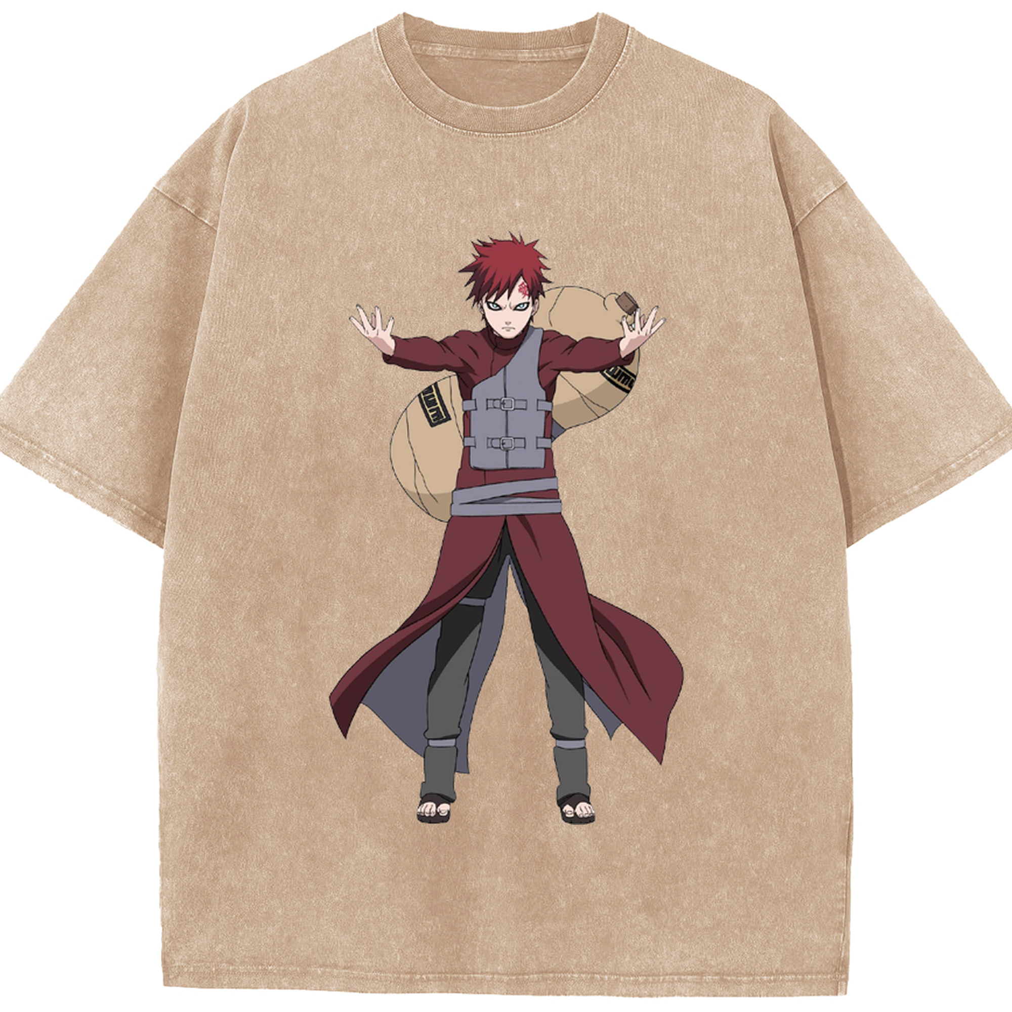 （画像用） NARUTO -ナルト- ガアラ Gaara 綿100% ヴィンテージ風 半袖Tシャツ（フロントプリント）