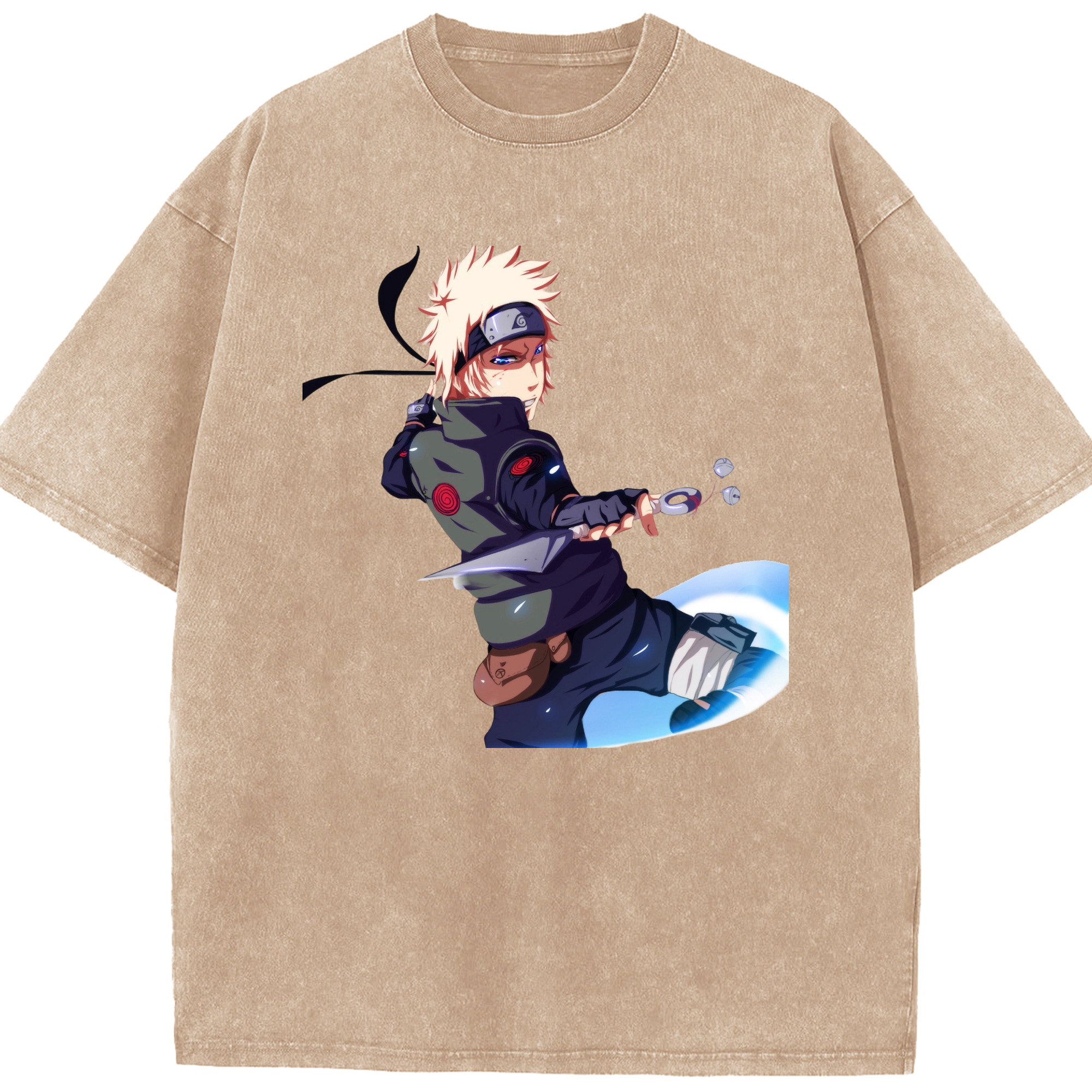 （画像用） NARUTO -ナルト- 波風 ミナト Namikaze Minato 綿100% ヴィンテージ風 半袖Tシャツ（フロントプリント）
