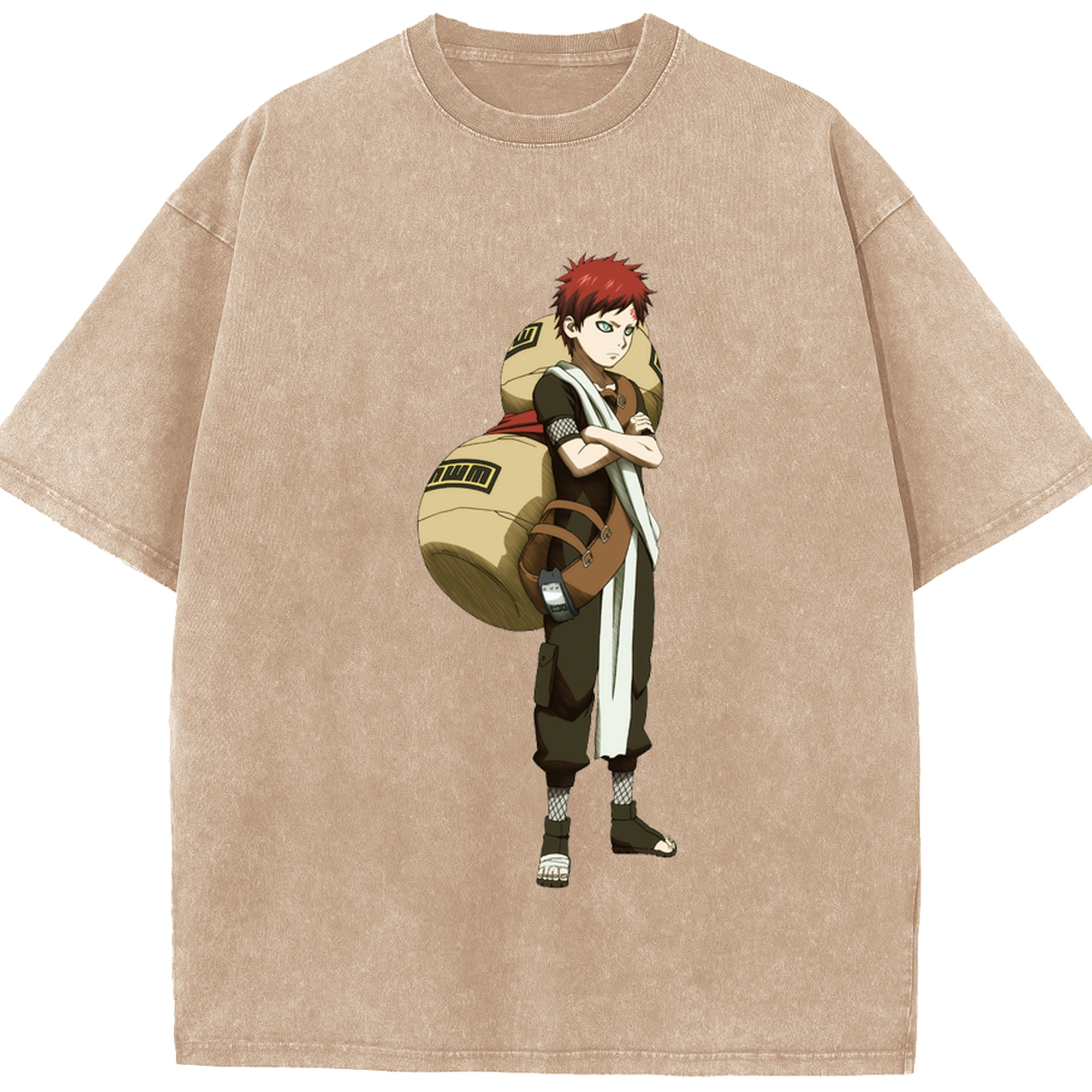（画像用） NARUTO -ナルト- ガアラ Gaara 綿100% ヴィンテージ風 半袖Tシャツ（フロントプリント）
