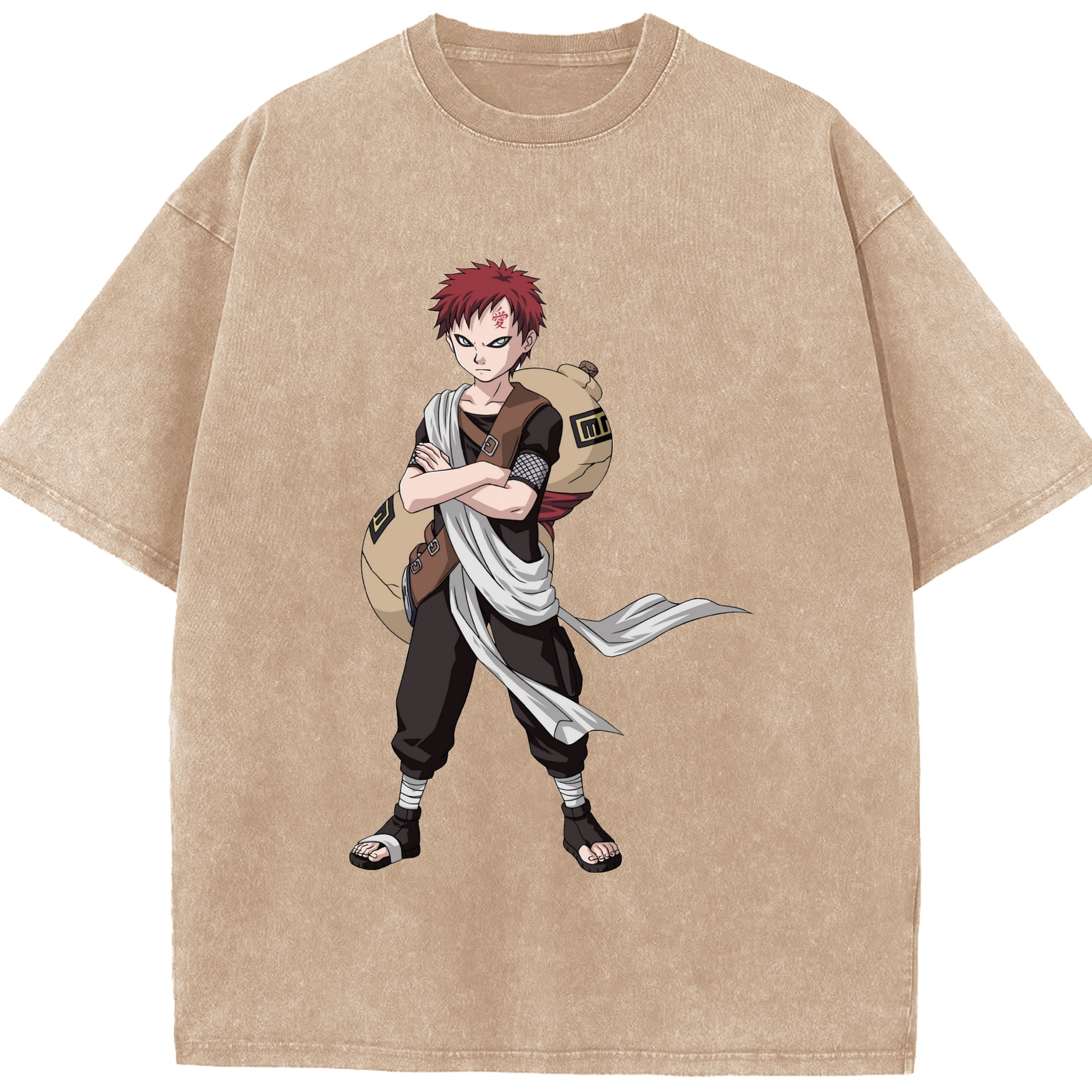 （画像用） NARUTO -ナルト- ガアラ Gaara 綿100% ヴィンテージ風 半袖Tシャツ（フロントプリント）