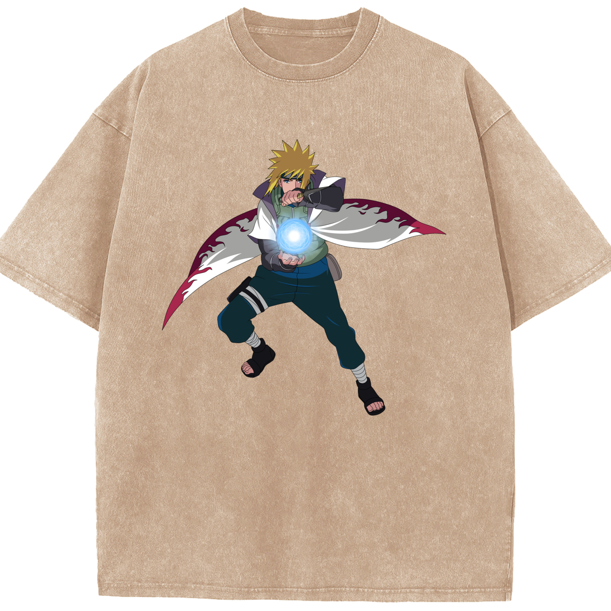 （画像用） NARUTO -ナルト- 波風 ミナト Namikaze Minato 綿100% ヴィンテージ風 半袖Tシャツ（フロントプリント）
