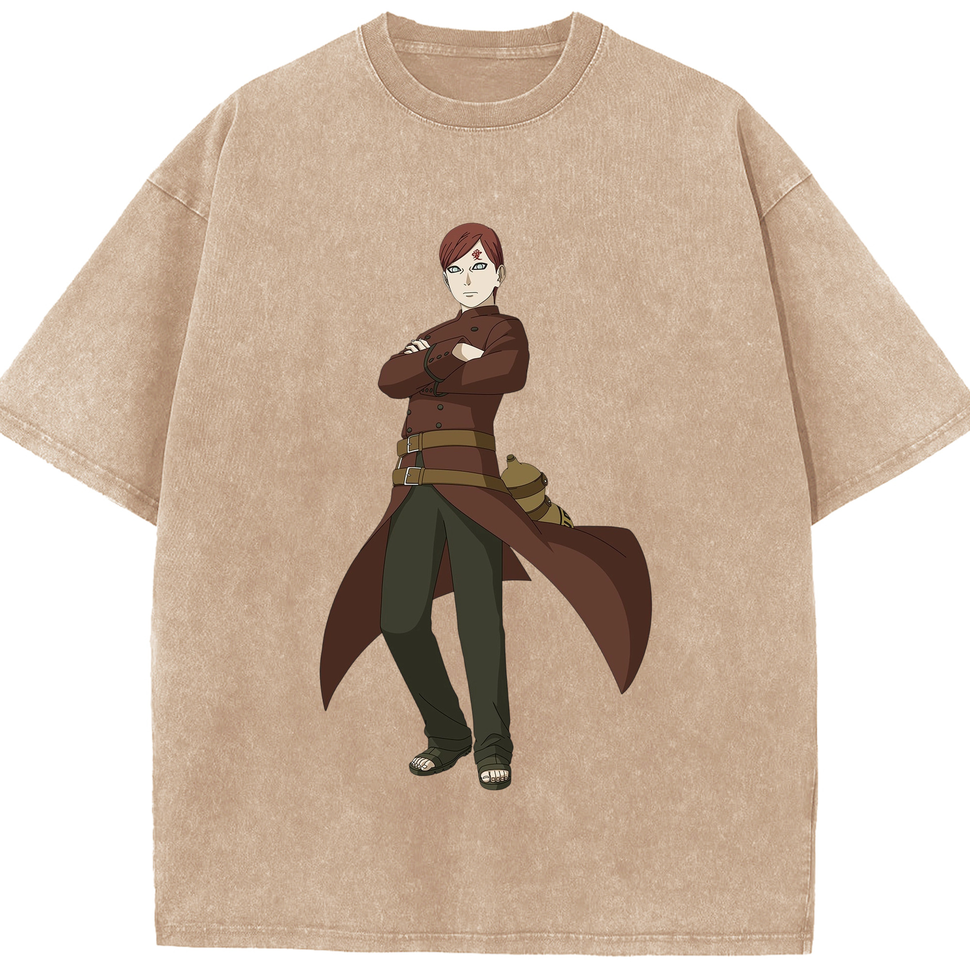 （画像用） NARUTO -ナルト- ガアラ Gaara 綿100% ヴィンテージ風 半袖Tシャツ（フロントプリント）
