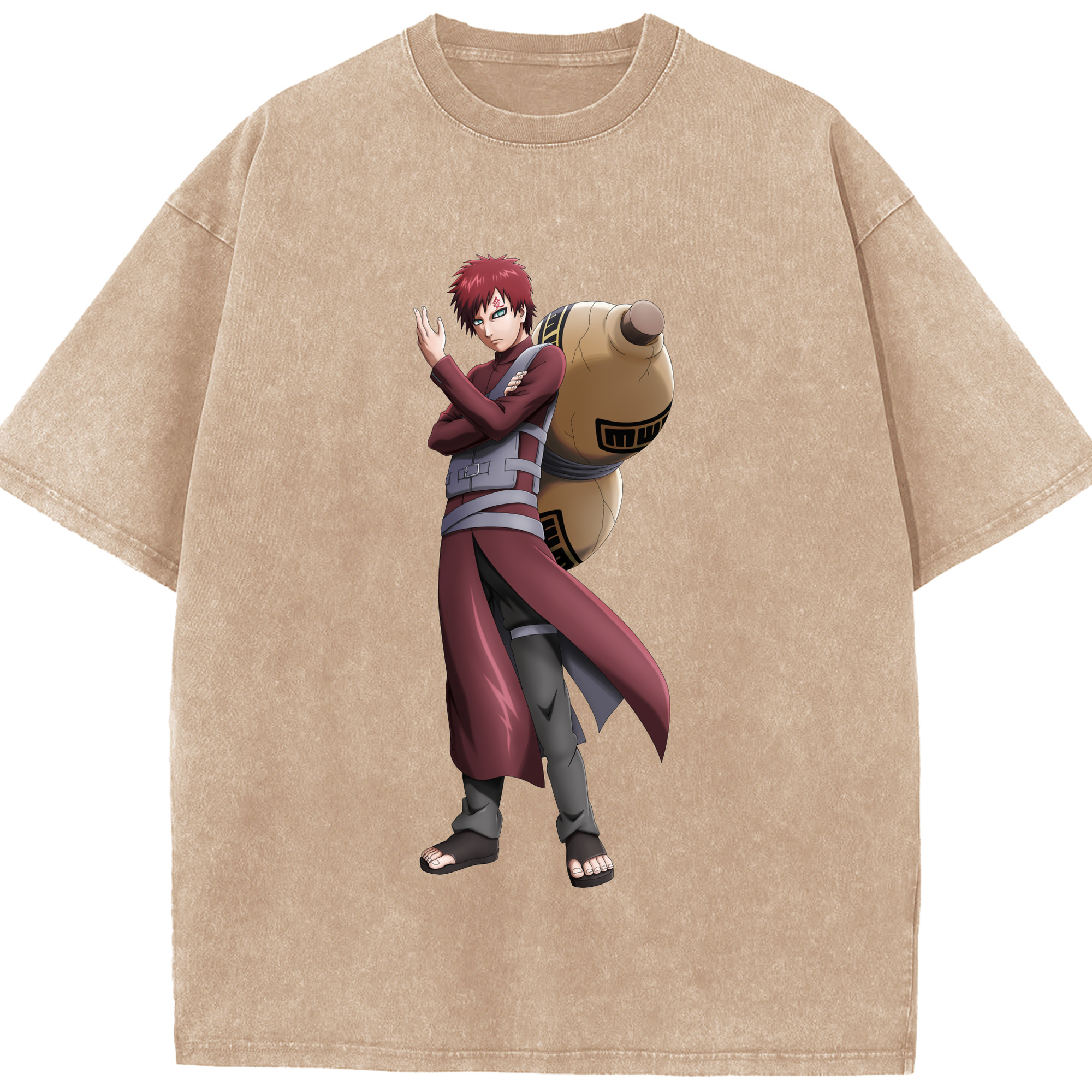 （画像用） NARUTO -ナルト- ガアラ Gaara 綿100% ヴィンテージ風 半袖Tシャツ（フロントプリント）