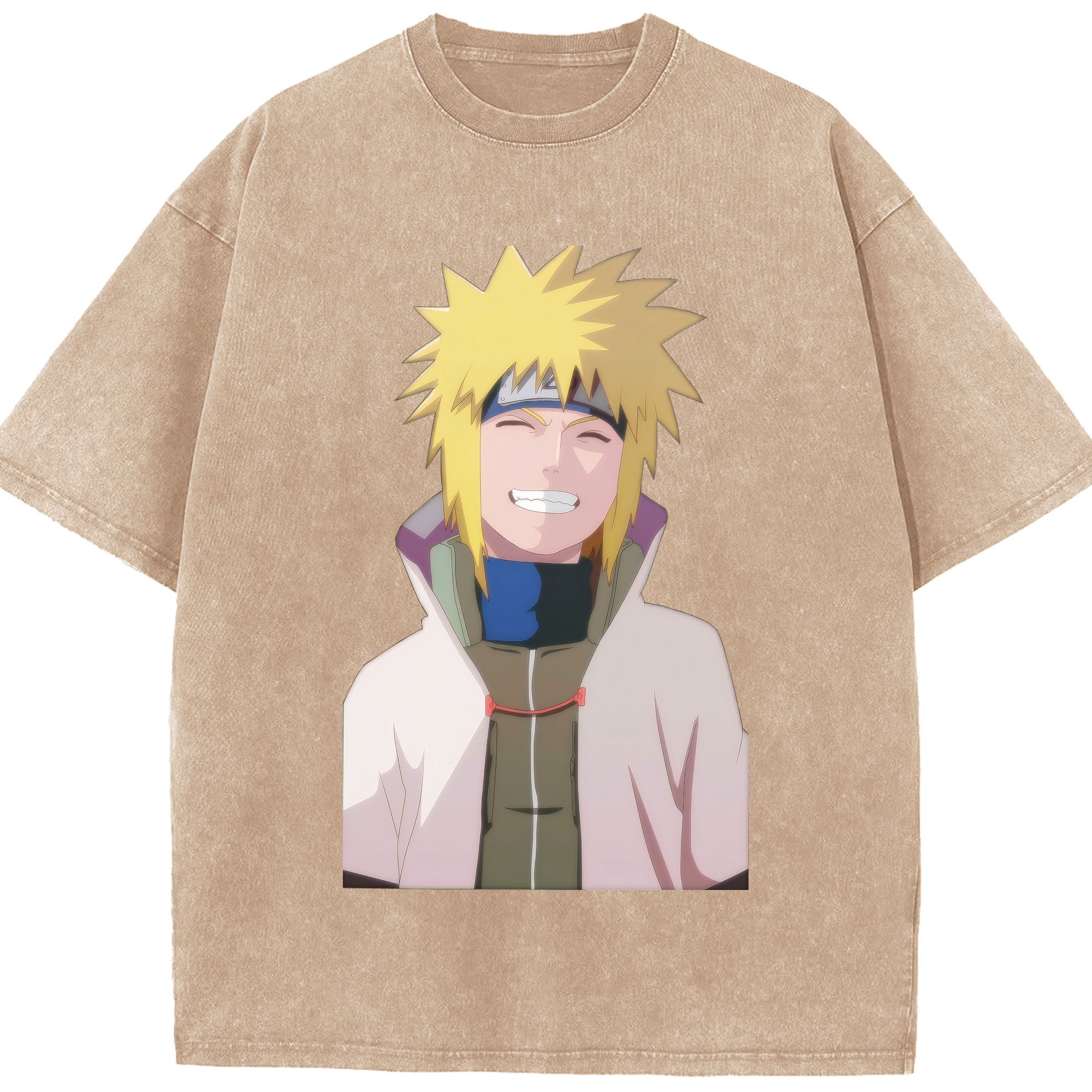 （画像用） NARUTO -ナルト- 波風 ミナト Namikaze Minato 綿100% ヴィンテージ風 半袖Tシャツ（フロントプリント）