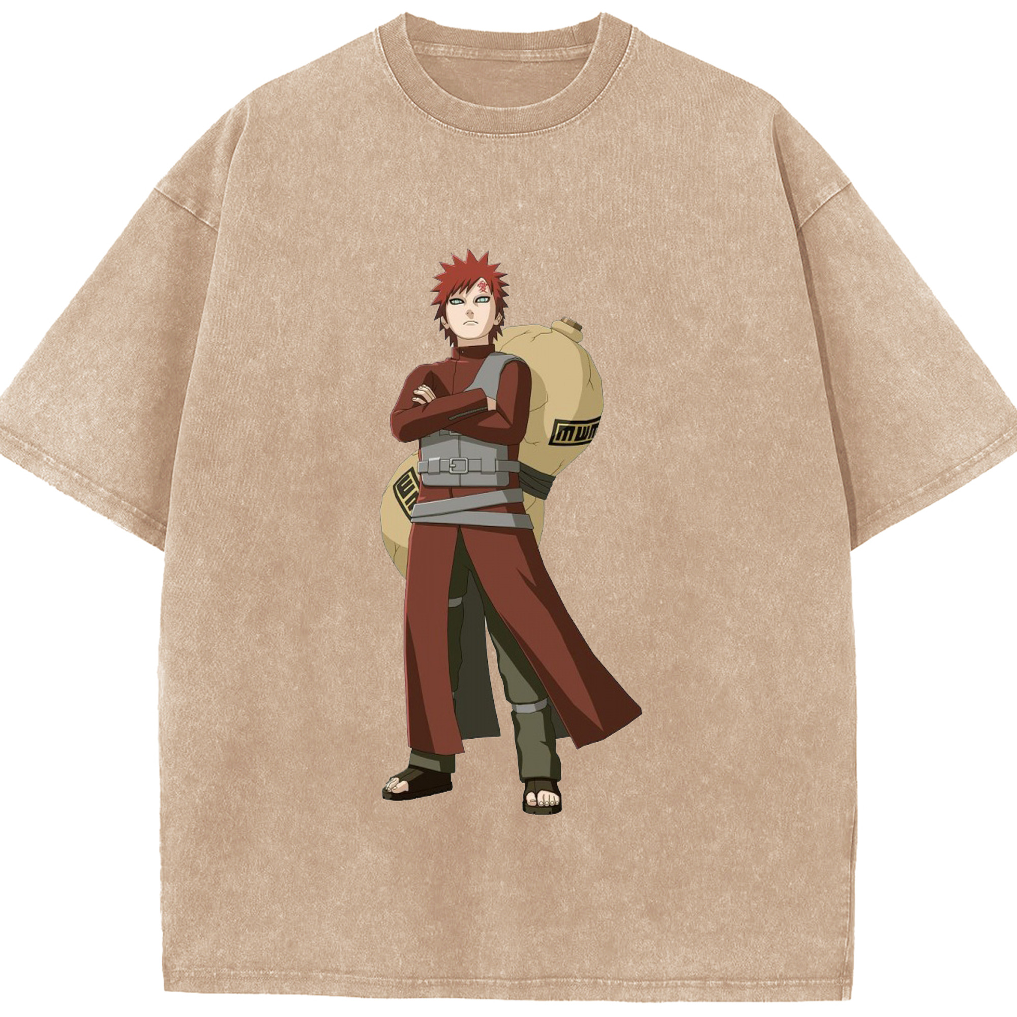 （画像用） NARUTO -ナルト- ガアラ Gaara 綿100% ヴィンテージ風 半袖Tシャツ（フロントプリント）