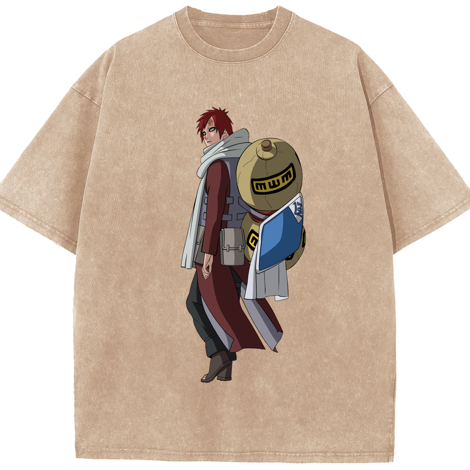 （画像用） NARUTO -ナルト- ガアラ Gaara 綿100% ヴィンテージ風 半袖Tシャツ（フロントプリント）