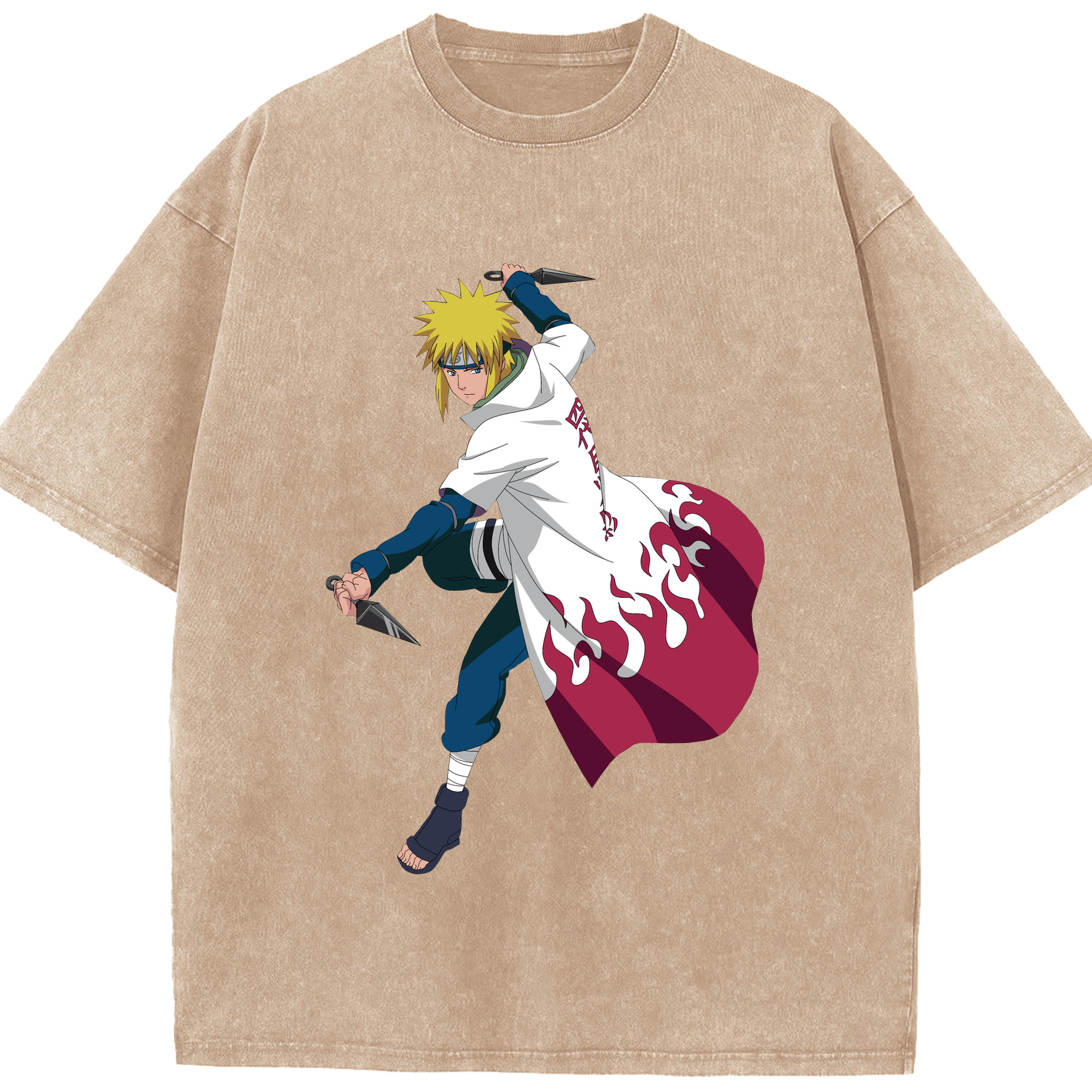 （画像用） NARUTO -ナルト- 波風 ミナト Namikaze Minato 綿100% ヴィンテージ風 半袖Tシャツ（フロントプリント）