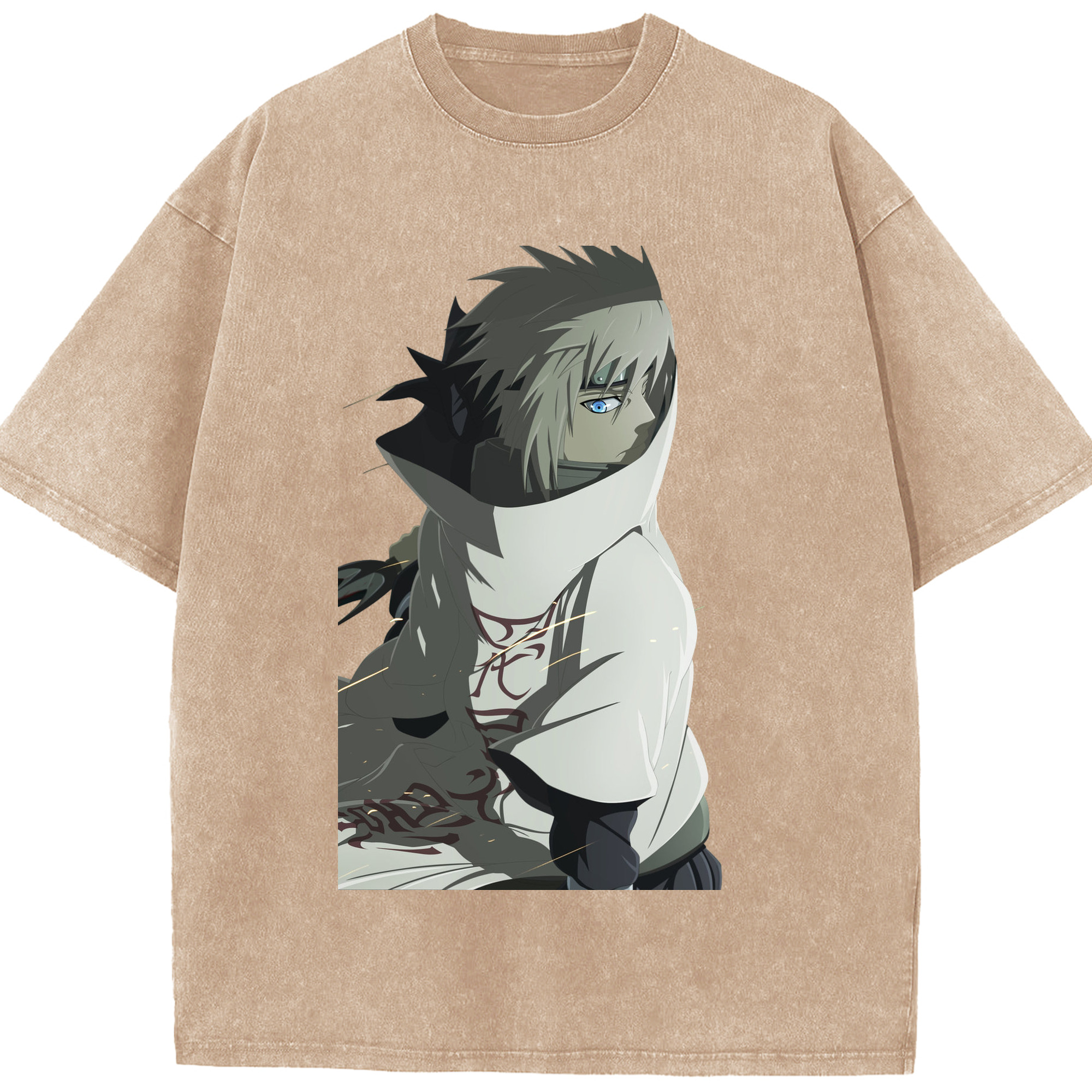 （画像用） NARUTO -ナルト- 波風 ミナト Namikaze Minato 綿100% ヴィンテージ風 半袖Tシャツ（フロントプリント）