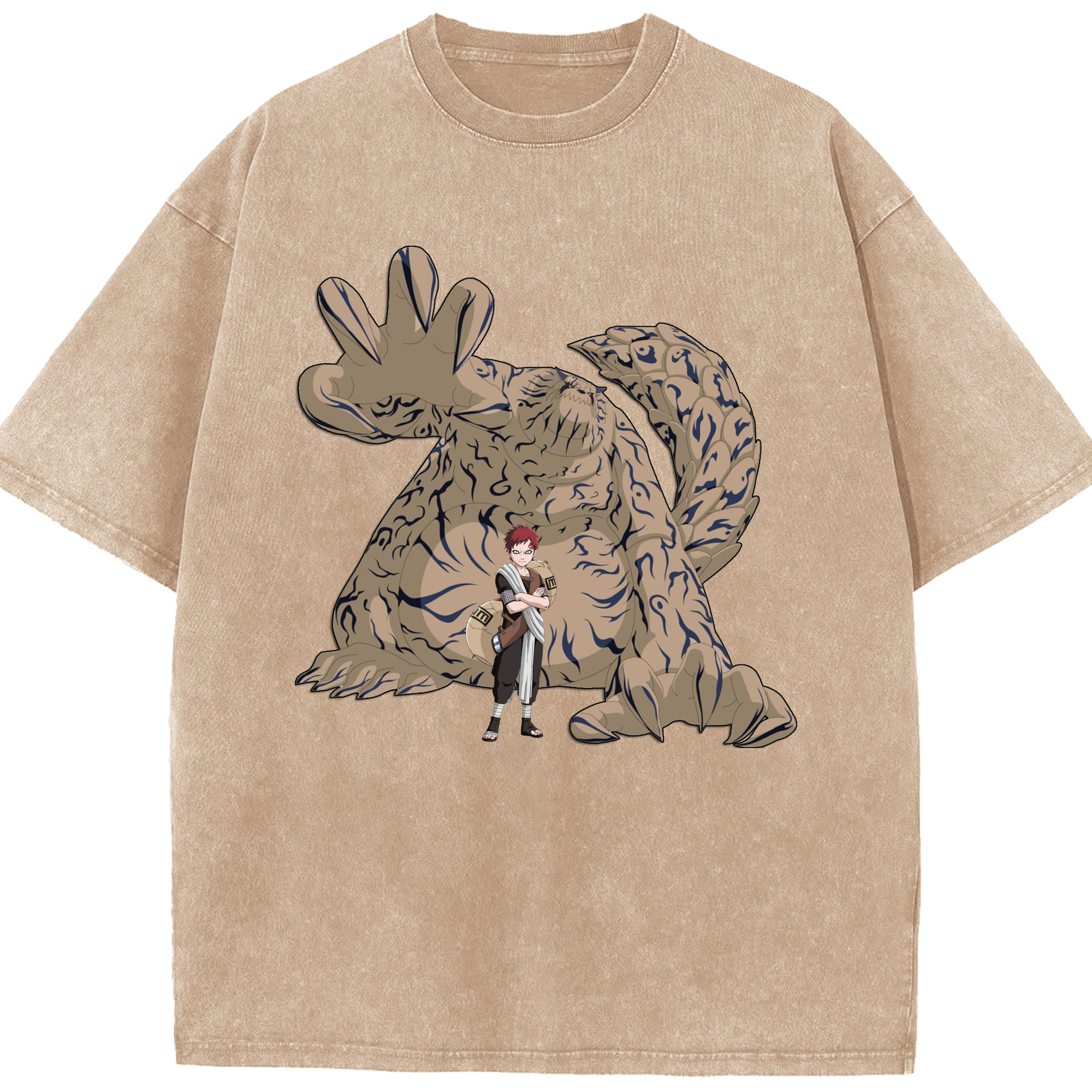 （画像用） NARUTO -ナルト- ガアラ Gaara 綿100% ヴィンテージ風 半袖Tシャツ（フロントプリント）