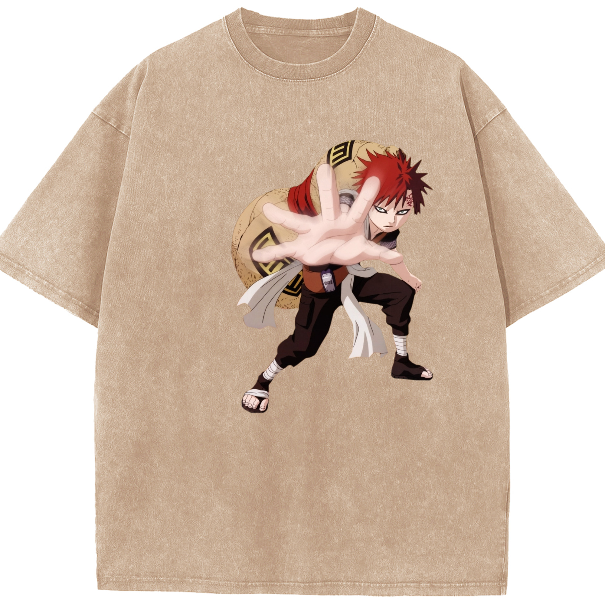 （画像用） NARUTO -ナルト- ガアラ Gaara 綿100% ヴィンテージ風 半袖Tシャツ（フロントプリント）