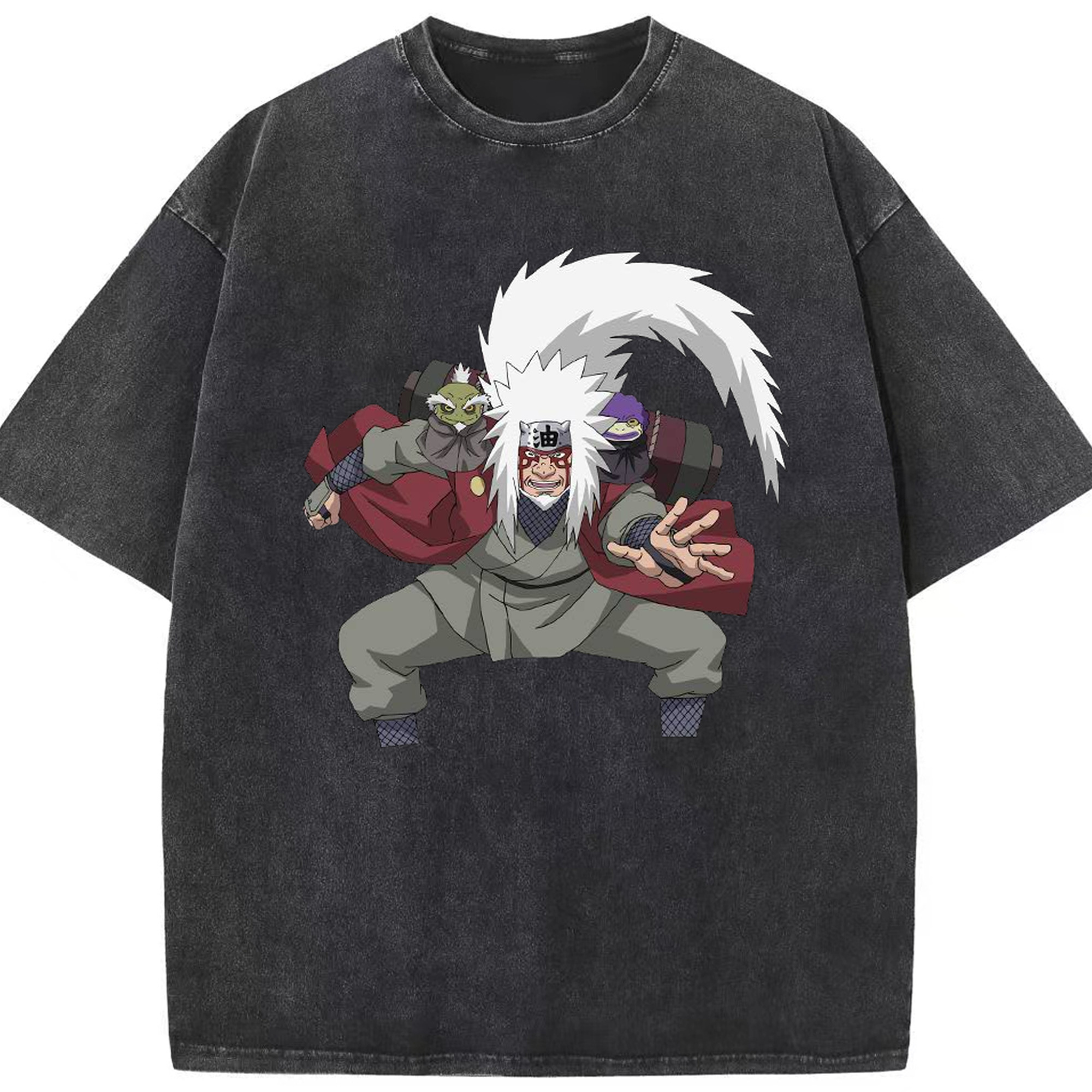 （画像用） NARUTO -ナルト- 自来也（じらいや） Jiraiya 綿100% ヴィンテージ風 半袖Tシャツ（フロントプリント）
