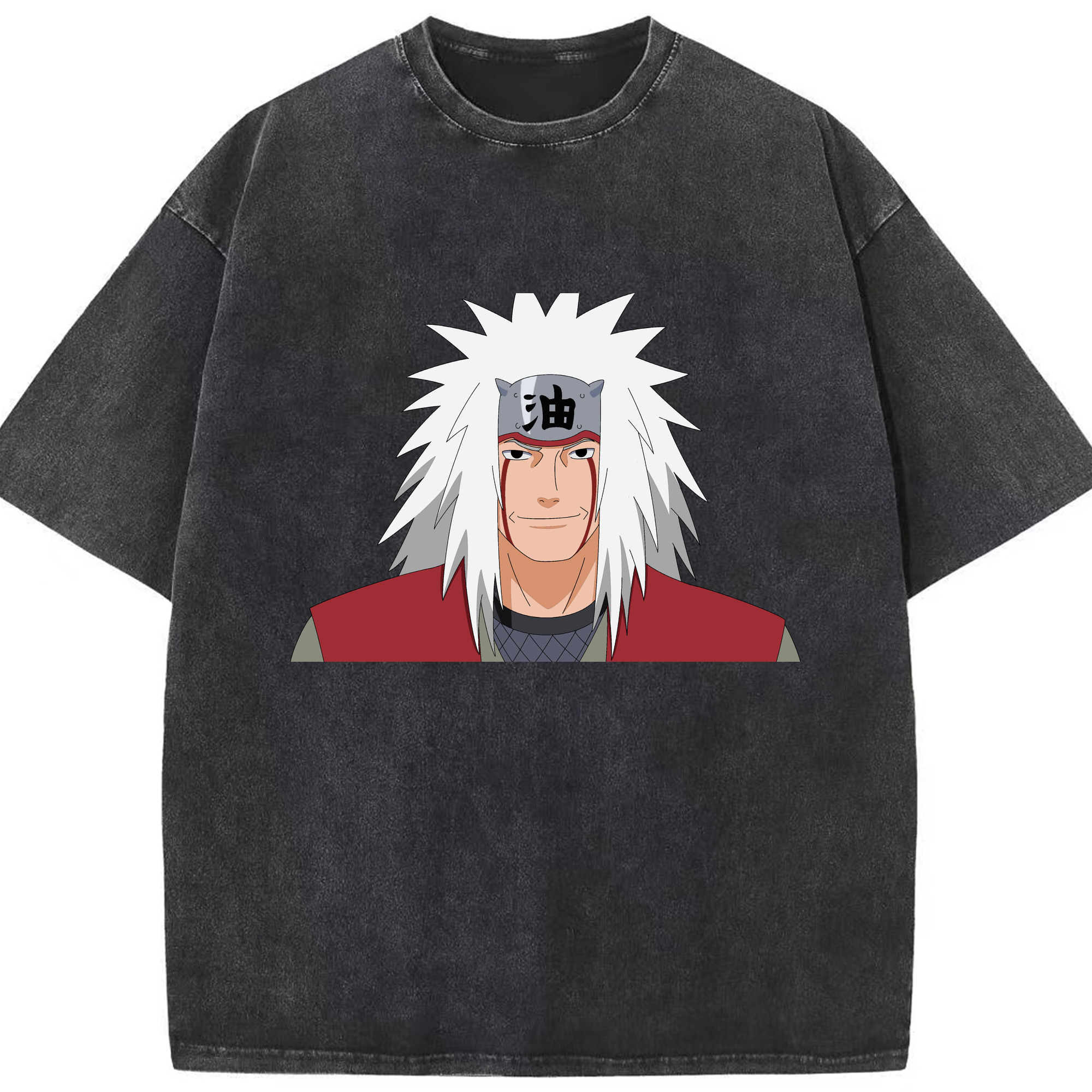 （画像用） NARUTO -ナルト- 自来也（じらいや） Jiraiya 綿100% ヴィンテージ風 半袖Tシャツ（フロントプリント）