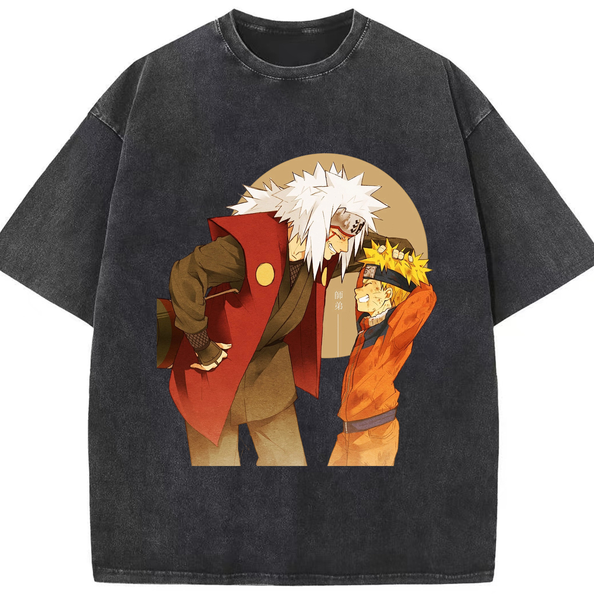 （画像用） NARUTO -ナルト- 自来也（じらいや） Jiraiya 綿100% ヴィンテージ風 半袖Tシャツ（フロントプリント）