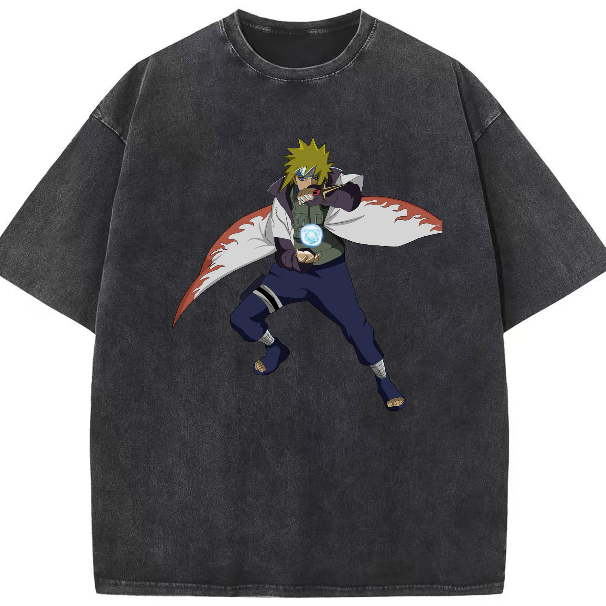 （画像用） NARUTO -ナルト- 波風 ミナト Namikaze Minato 綿100% ヴィンテージ風 半袖Tシャツ（フロントプリント）