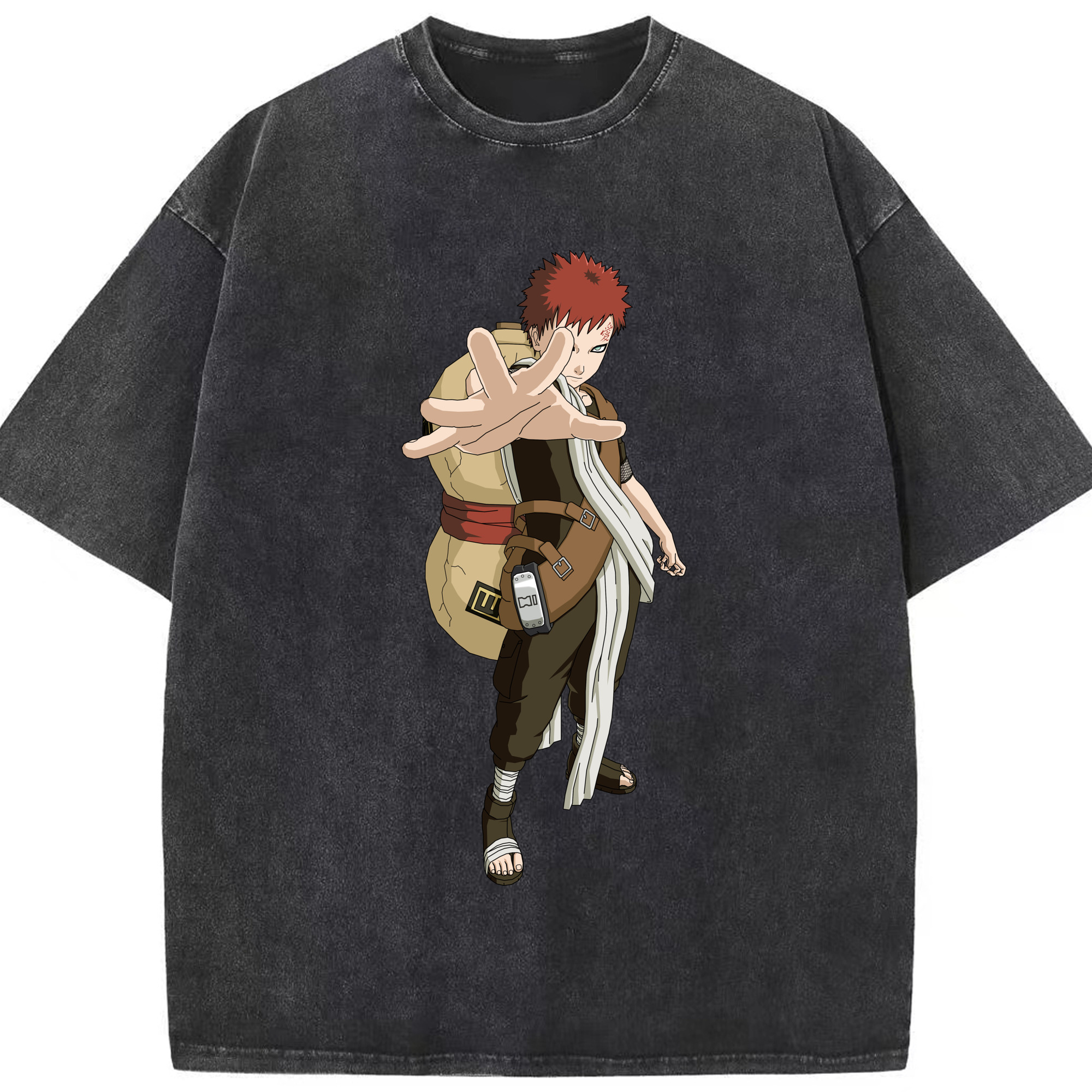 （画像用） NARUTO -ナルト- ガアラ Gaara 綿100% ヴィンテージ風 半袖Tシャツ（フロントプリント）