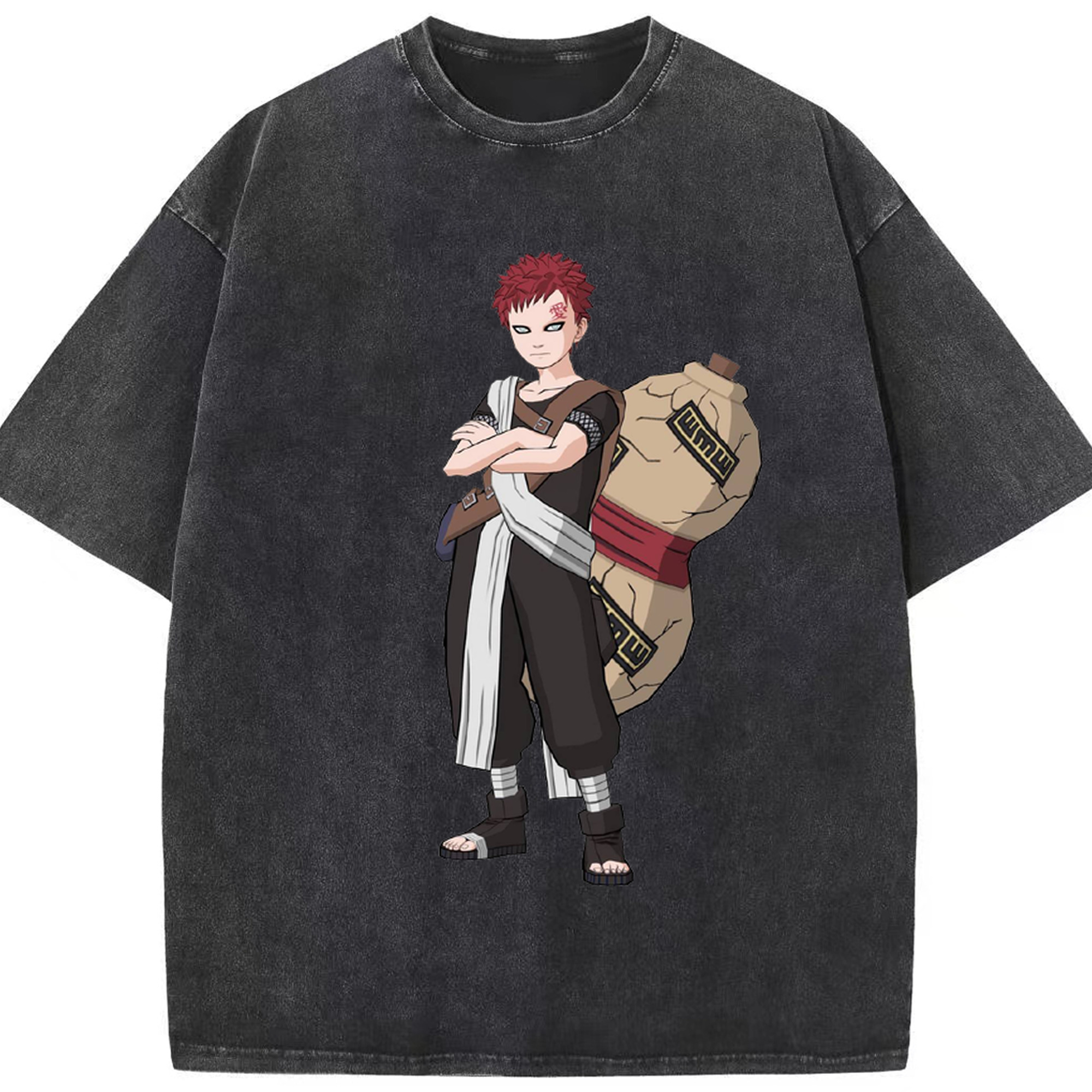 （画像用） NARUTO -ナルト- ガアラ Gaara 綿100% ヴィンテージ風 半袖Tシャツ（フロントプリント）