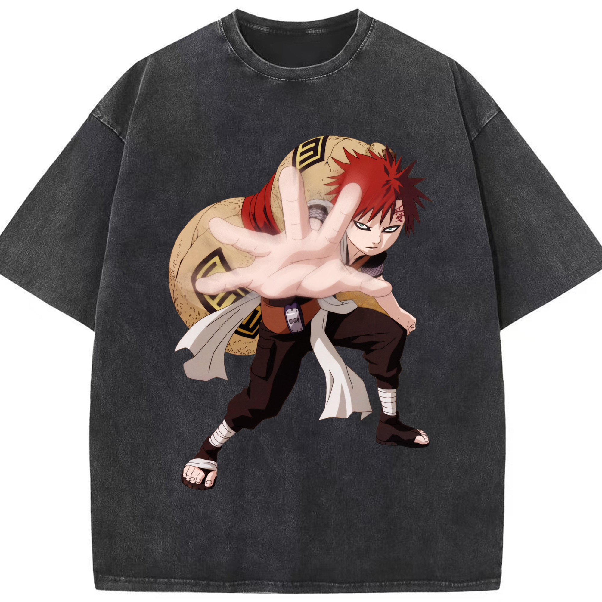 （画像用） NARUTO -ナルト- ガアラ Gaara 綿100% ヴィンテージ風 半袖Tシャツ（フロントプリント）
