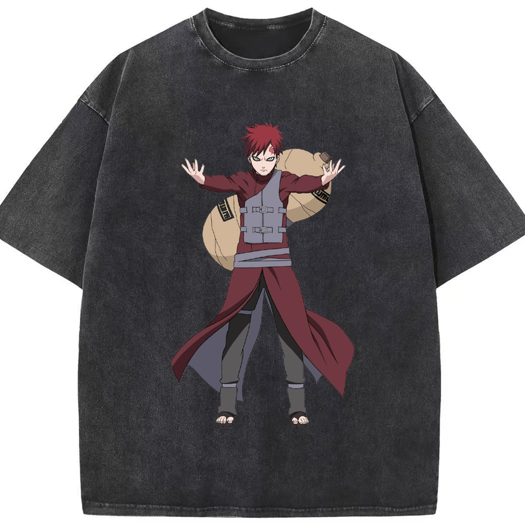 （画像用） NARUTO -ナルト- ガアラ Gaara 綿100% ヴィンテージ風 半袖Tシャツ（フロントプリント）