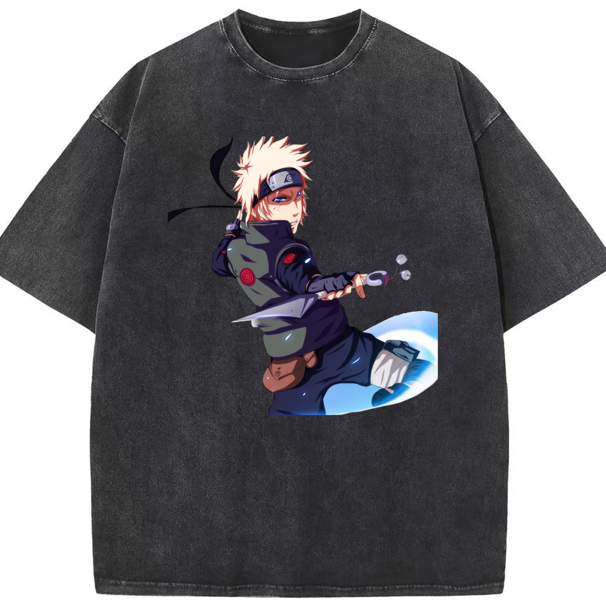 （画像用） NARUTO -ナルト- 波風 ミナト Namikaze Minato 綿100% ヴィンテージ風 半袖Tシャツ（フロントプリント）