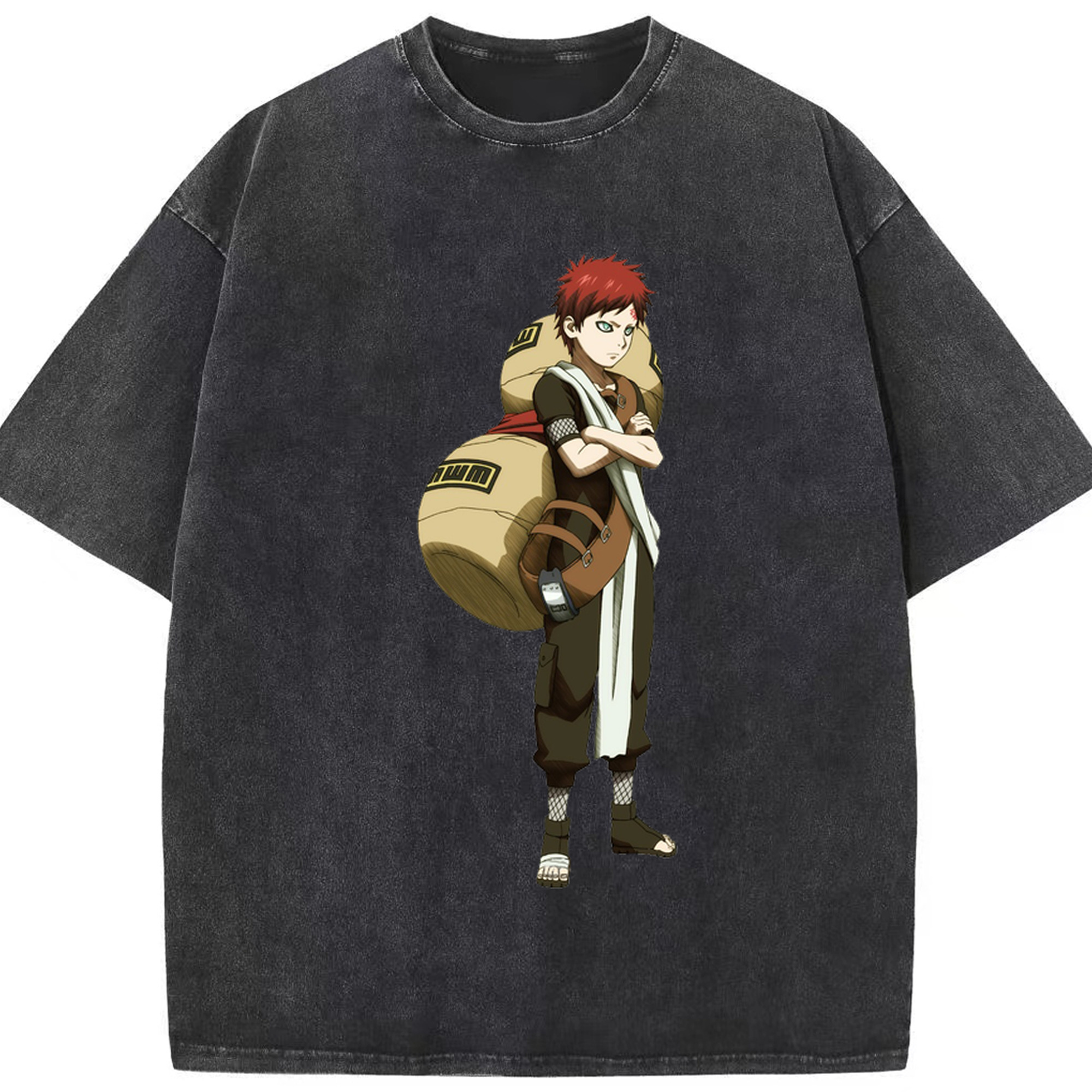 （画像用） NARUTO -ナルト- ガアラ Gaara 綿100% ヴィンテージ風 半袖Tシャツ（フロントプリント）