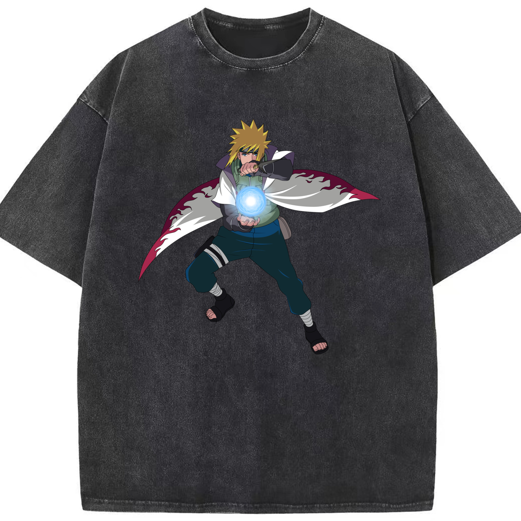 （画像用） NARUTO -ナルト- 波風 ミナト Namikaze Minato 綿100% ヴィンテージ風 半袖Tシャツ（フロントプリント）