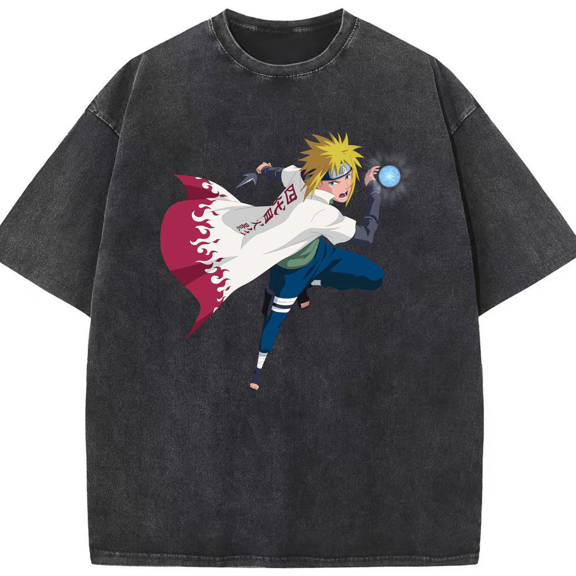 （画像用） NARUTO -ナルト- 波風 ミナト Namikaze Minato 綿100% ヴィンテージ風 半袖Tシャツ（フロントプリント）