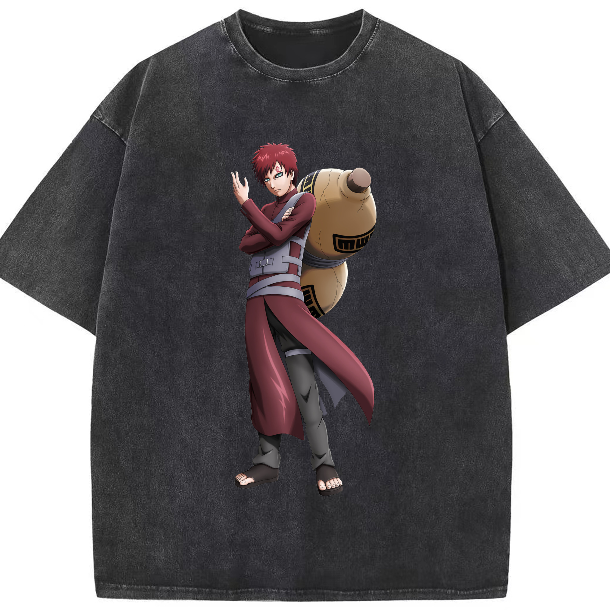 （画像用） NARUTO -ナルト- ガアラ Gaara 綿100% ヴィンテージ風 半袖Tシャツ（フロントプリント）