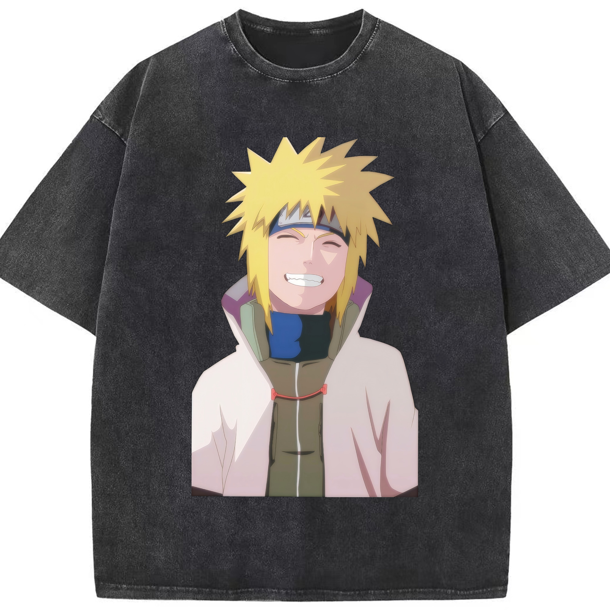 （画像用） NARUTO -ナルト- 波風 ミナト Namikaze Minato 綿100% ヴィンテージ風 半袖Tシャツ（フロントプリント）