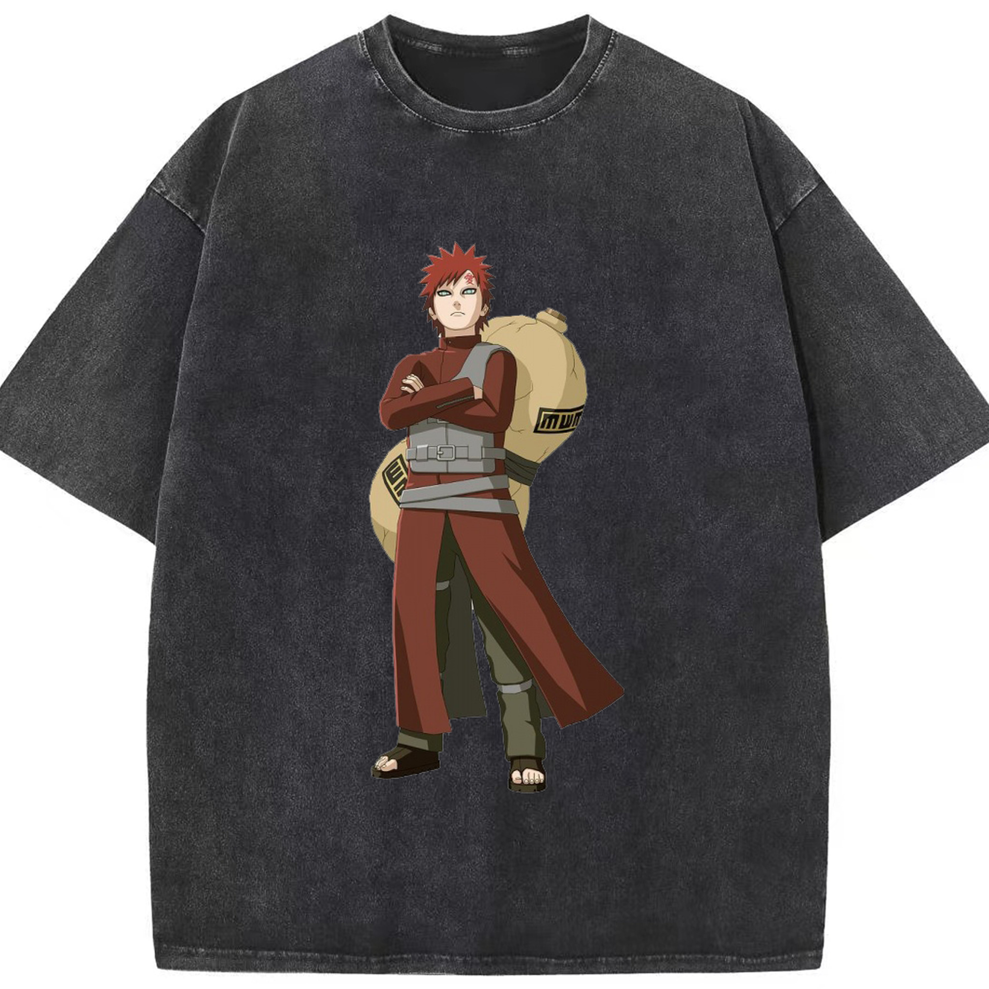 （画像用） NARUTO -ナルト- ガアラ Gaara 綿100% ヴィンテージ風 半袖Tシャツ（フロントプリント）