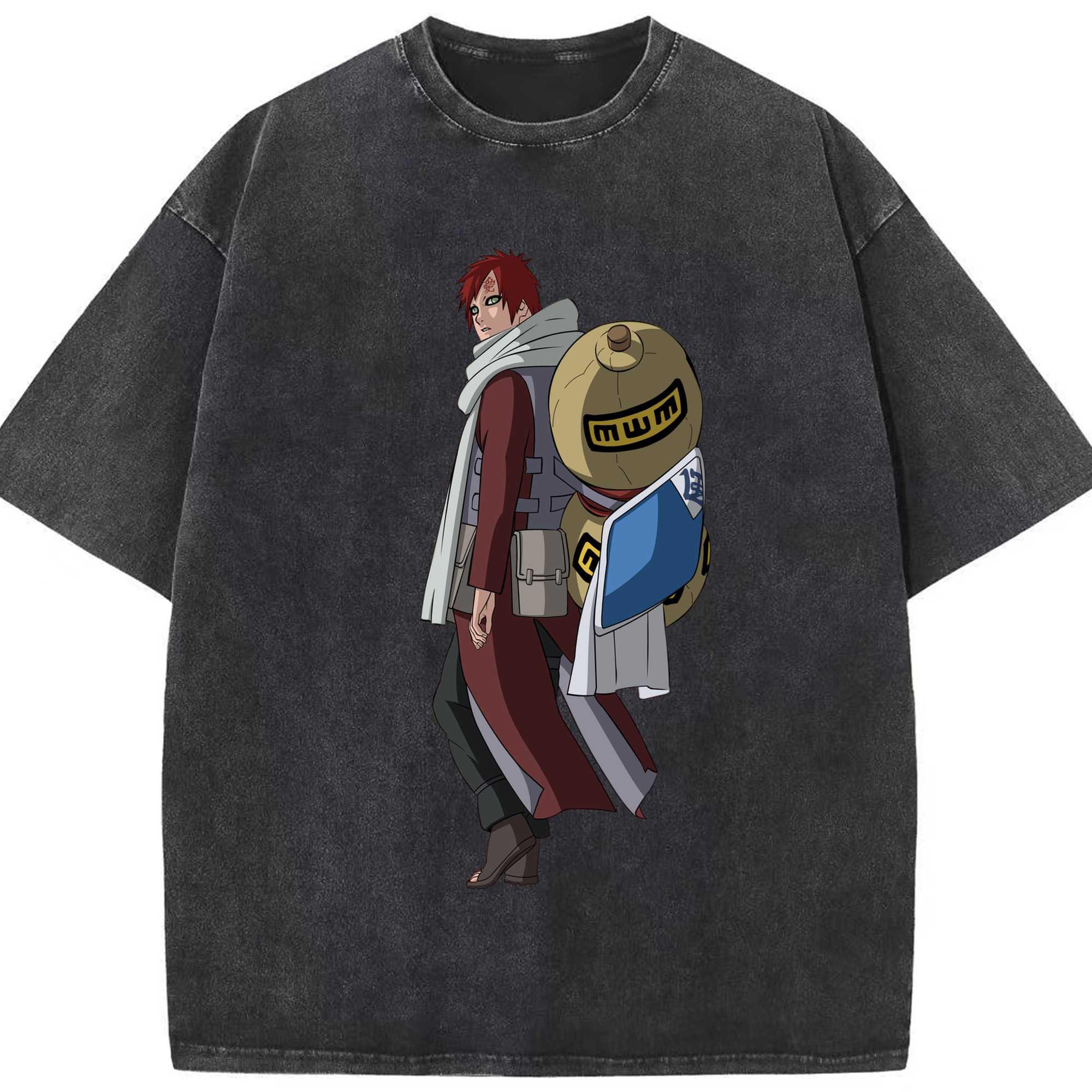 （画像用） NARUTO -ナルト- ガアラ Gaara 綿100% ヴィンテージ風 半袖Tシャツ（フロントプリント）