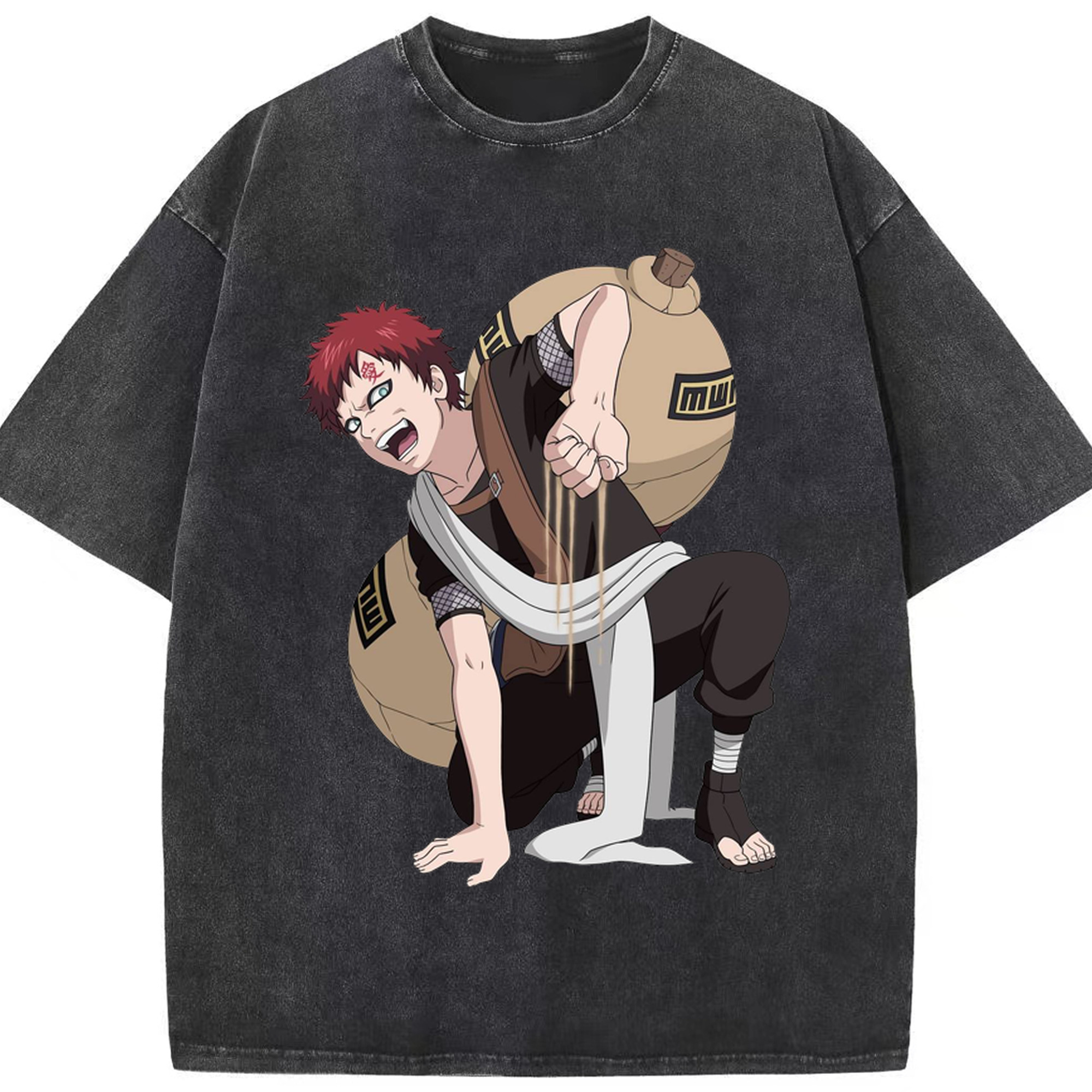 （画像用） NARUTO -ナルト- ガアラ Gaara 綿100% ヴィンテージ風 半袖Tシャツ（フロントプリント）