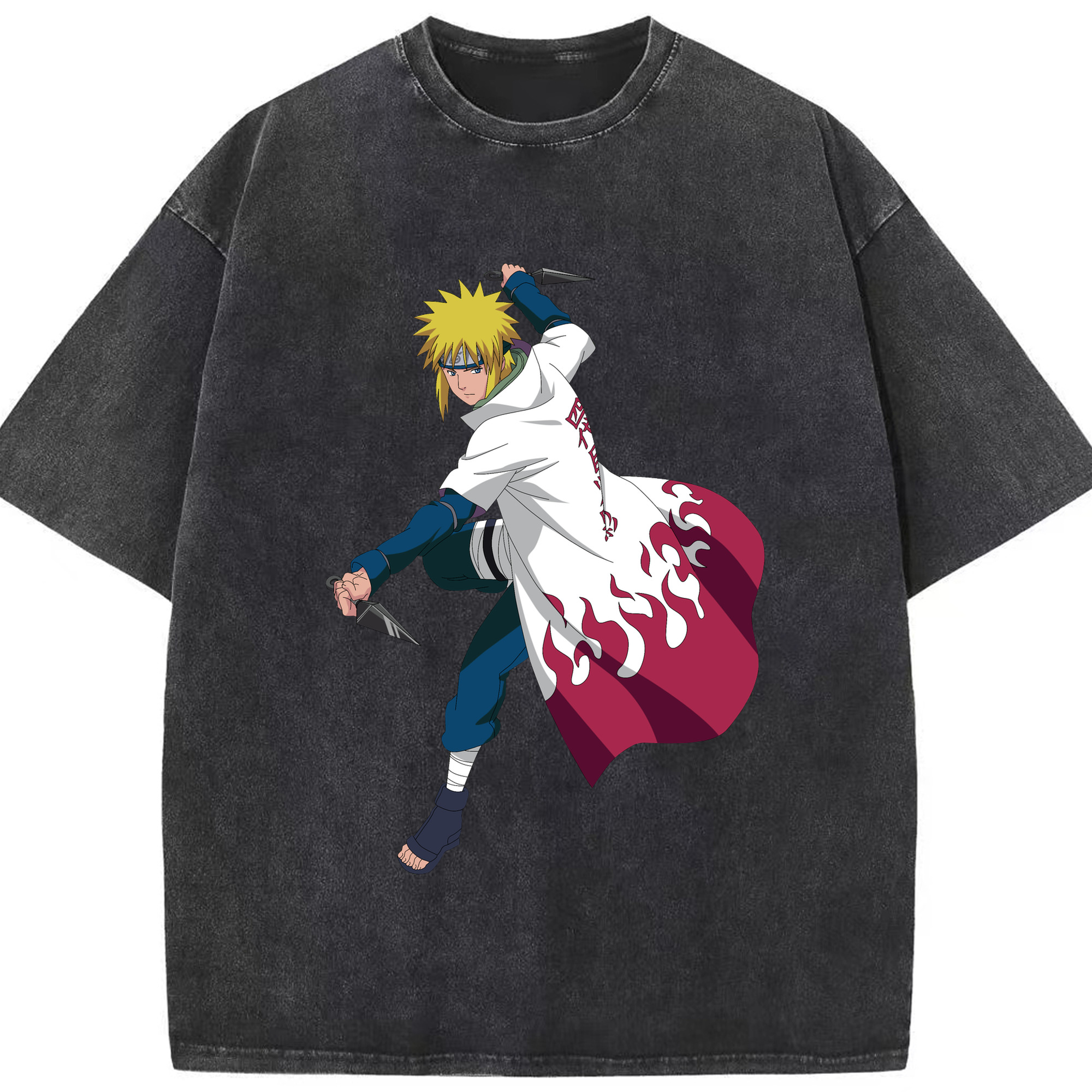 （画像用） NARUTO -ナルト- 波風 ミナト Namikaze Minato 綿100% ヴィンテージ風 半袖Tシャツ（フロントプリント）