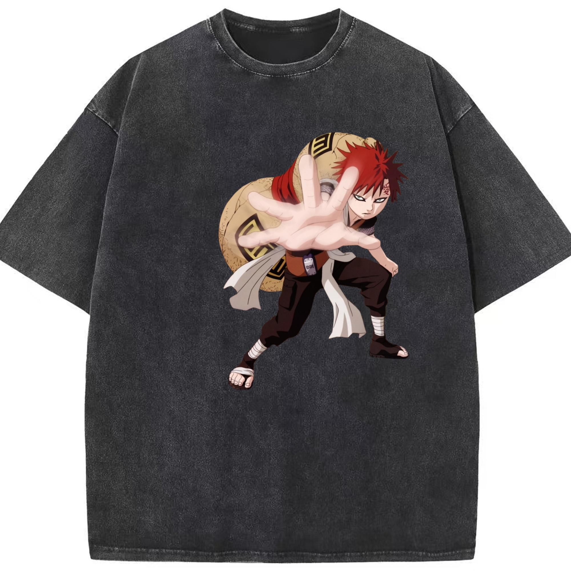 （画像用） NARUTO -ナルト- ガアラ Gaara 綿100% ヴィンテージ風 半袖Tシャツ（フロントプリント）