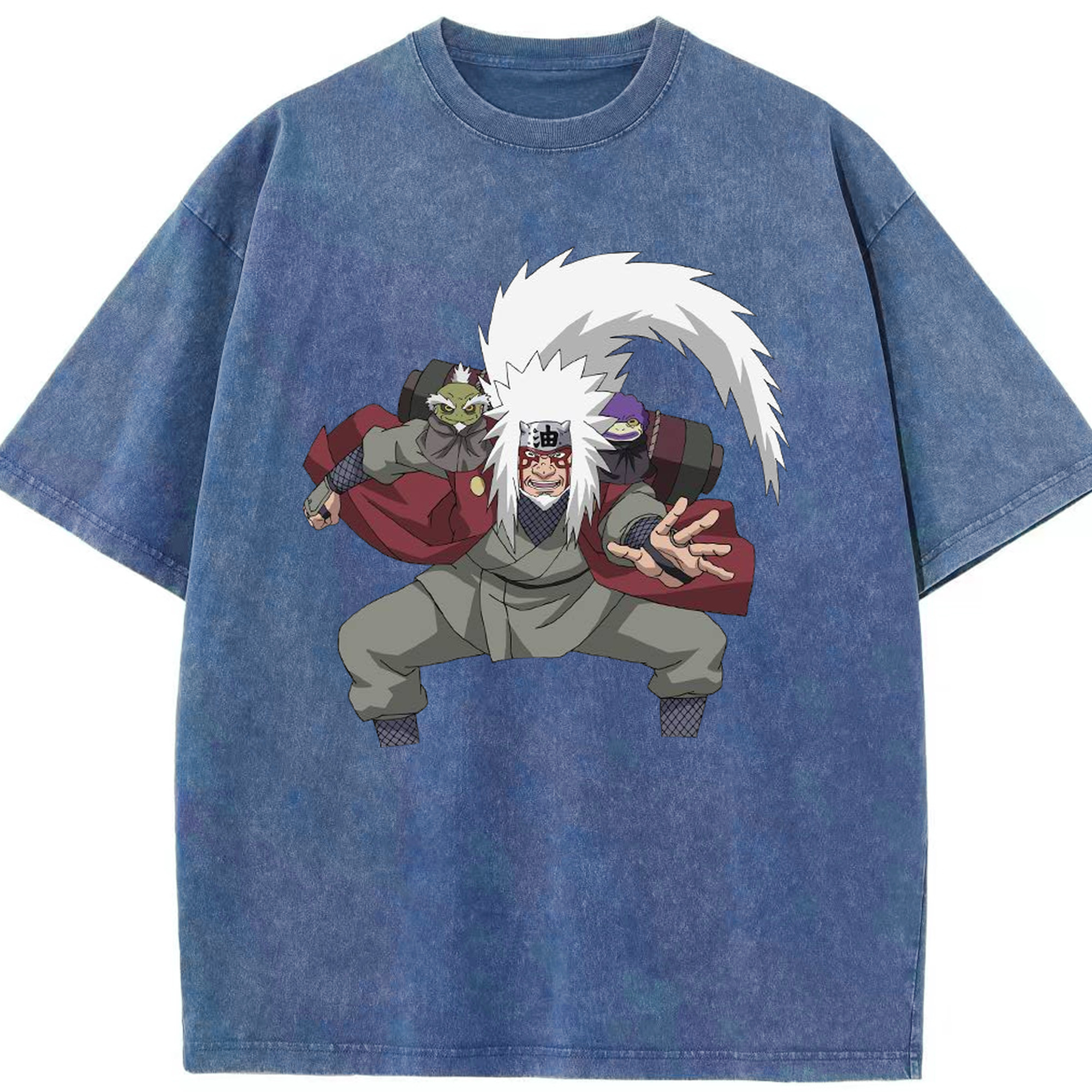 （画像用） NARUTO -ナルト- 自来也（じらいや） Jiraiya 綿100% ヴィンテージ風 半袖Tシャツ（フロントプリント）