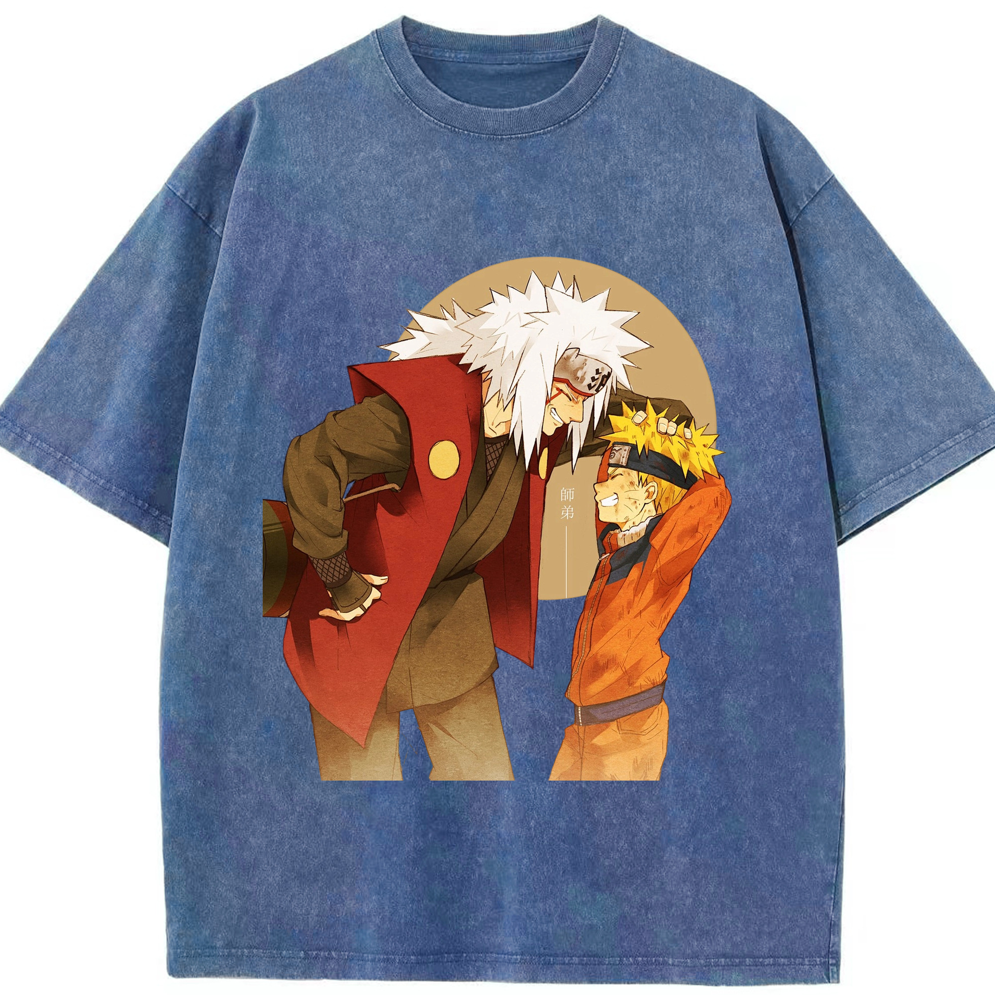 （画像用） NARUTO -ナルト- 自来也（じらいや） Jiraiya 綿100% ヴィンテージ風 半袖Tシャツ（フロントプリント）
