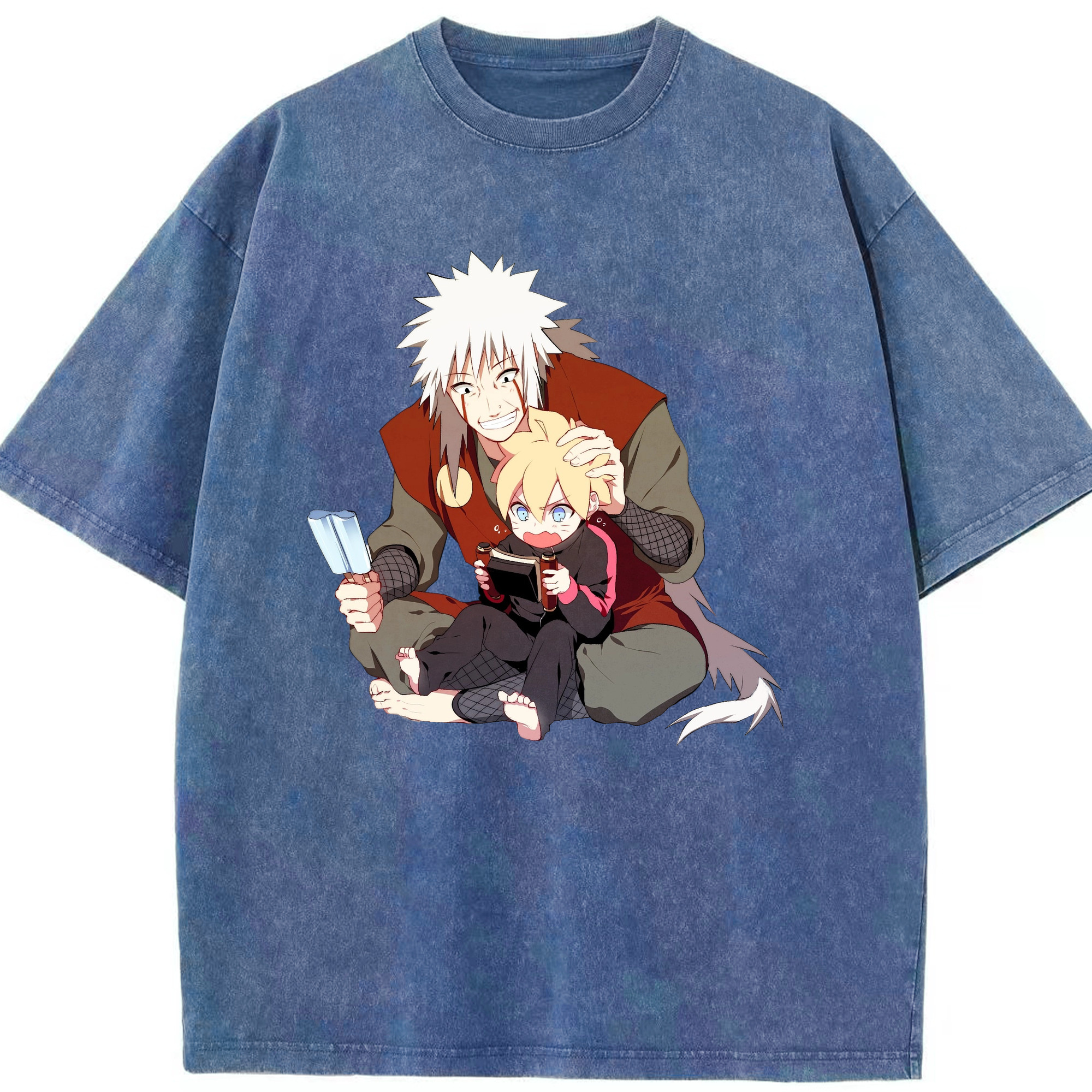 （画像用） NARUTO -ナルト- 自来也（じらいや） Jiraiya 綿100% ヴィンテージ風 半袖Tシャツ（フロントプリント）