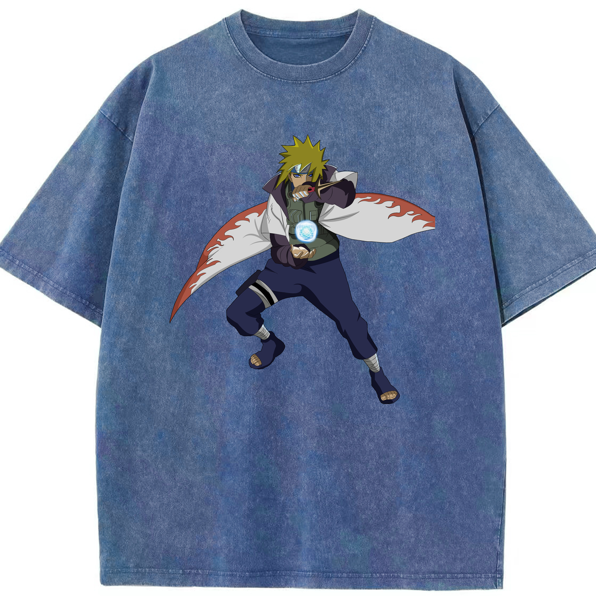 （画像用） NARUTO -ナルト- 波風 ミナト Namikaze Minato 綿100% ヴィンテージ風 半袖Tシャツ（フロントプリント）