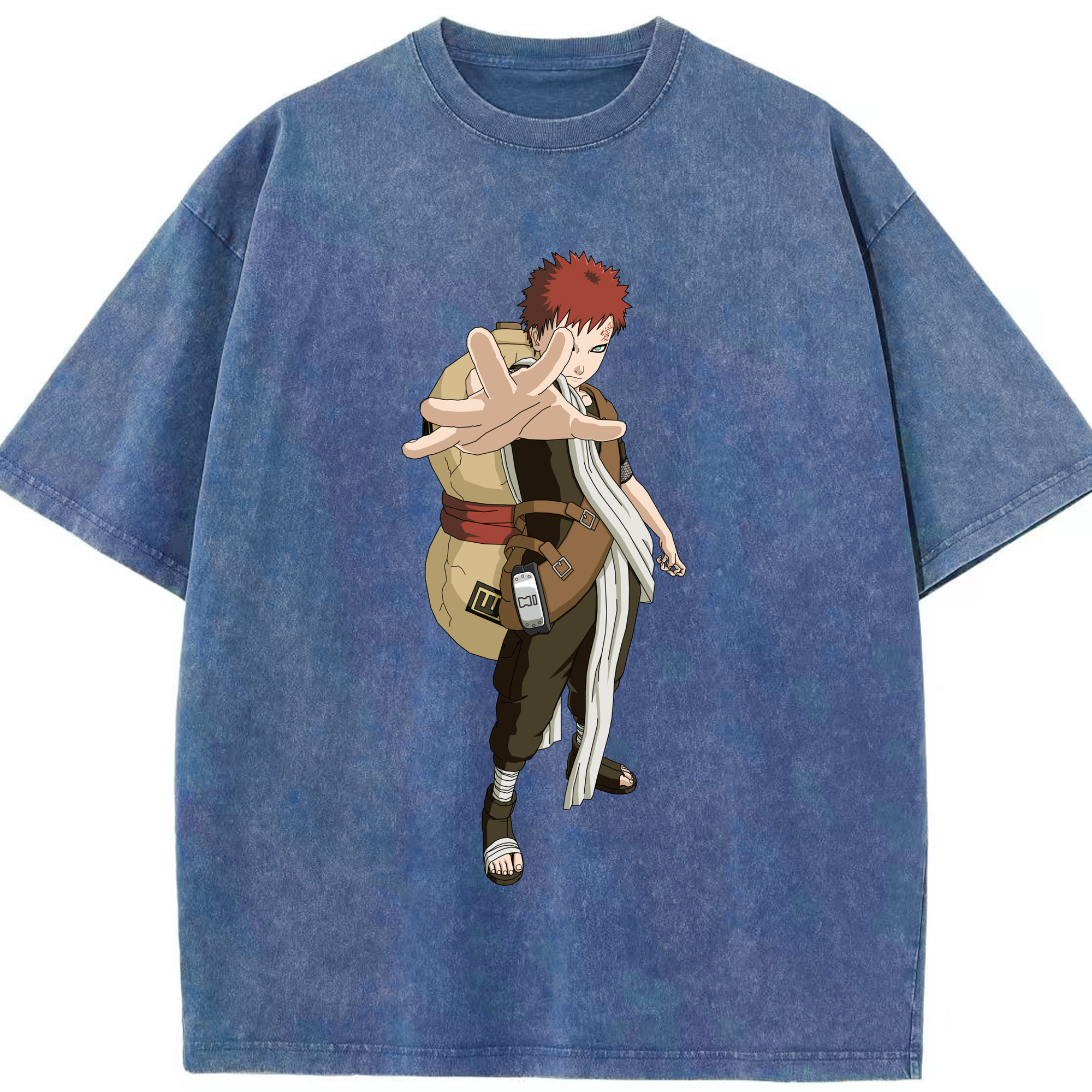 （画像用） NARUTO -ナルト- ガアラ Gaara 綿100% ヴィンテージ風 半袖Tシャツ（フロントプリント）