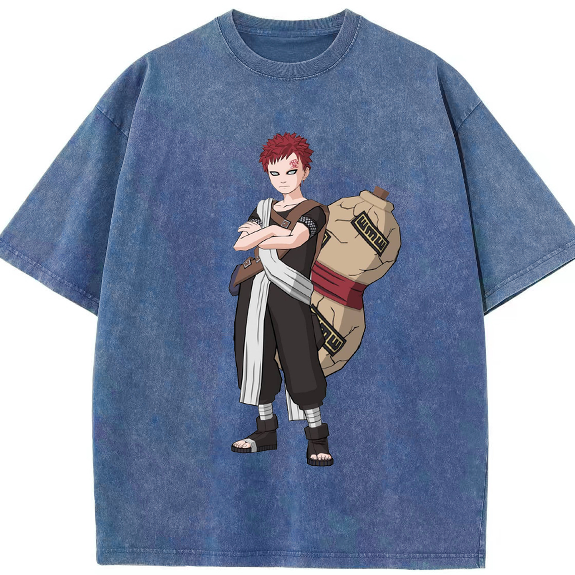 （画像用） NARUTO -ナルト- ガアラ Gaara 綿100% ヴィンテージ風 半袖Tシャツ（フロントプリント）