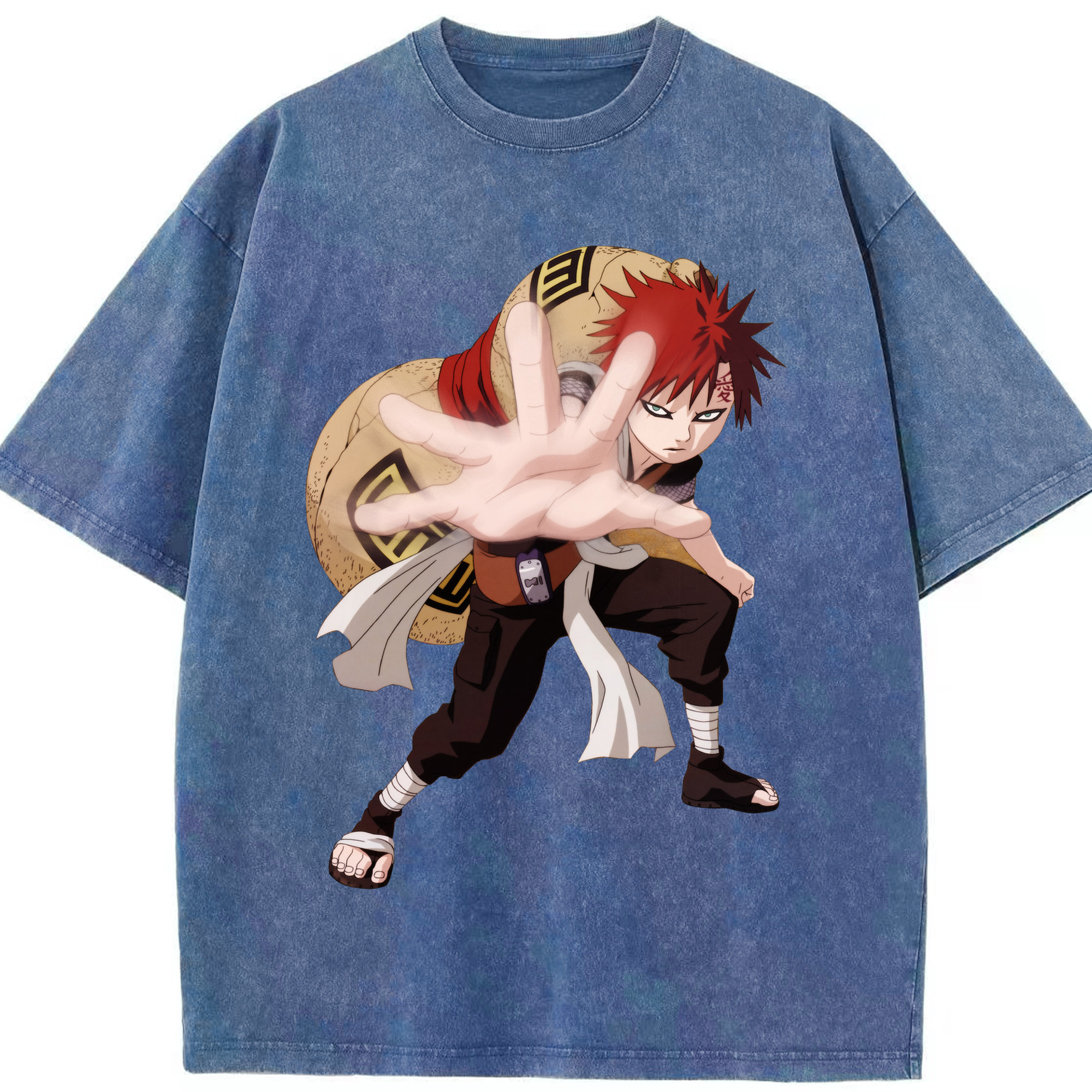 （画像用） NARUTO -ナルト- ガアラ Gaara 綿100% ヴィンテージ風 半袖Tシャツ（フロントプリント）