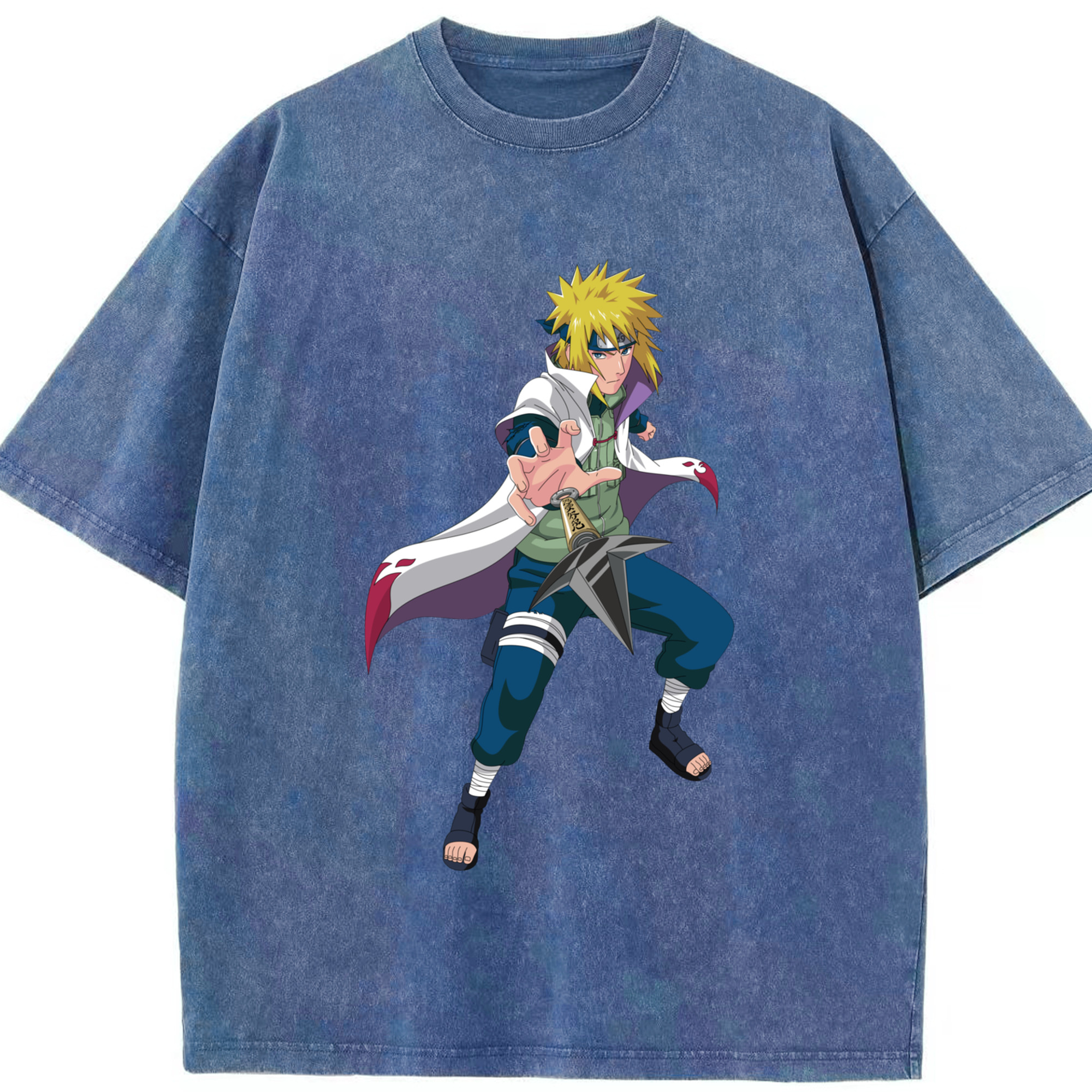 （画像用） NARUTO -ナルト- 波風 ミナト Namikaze Minato 綿100% ヴィンテージ風 半袖Tシャツ（フロントプリント）