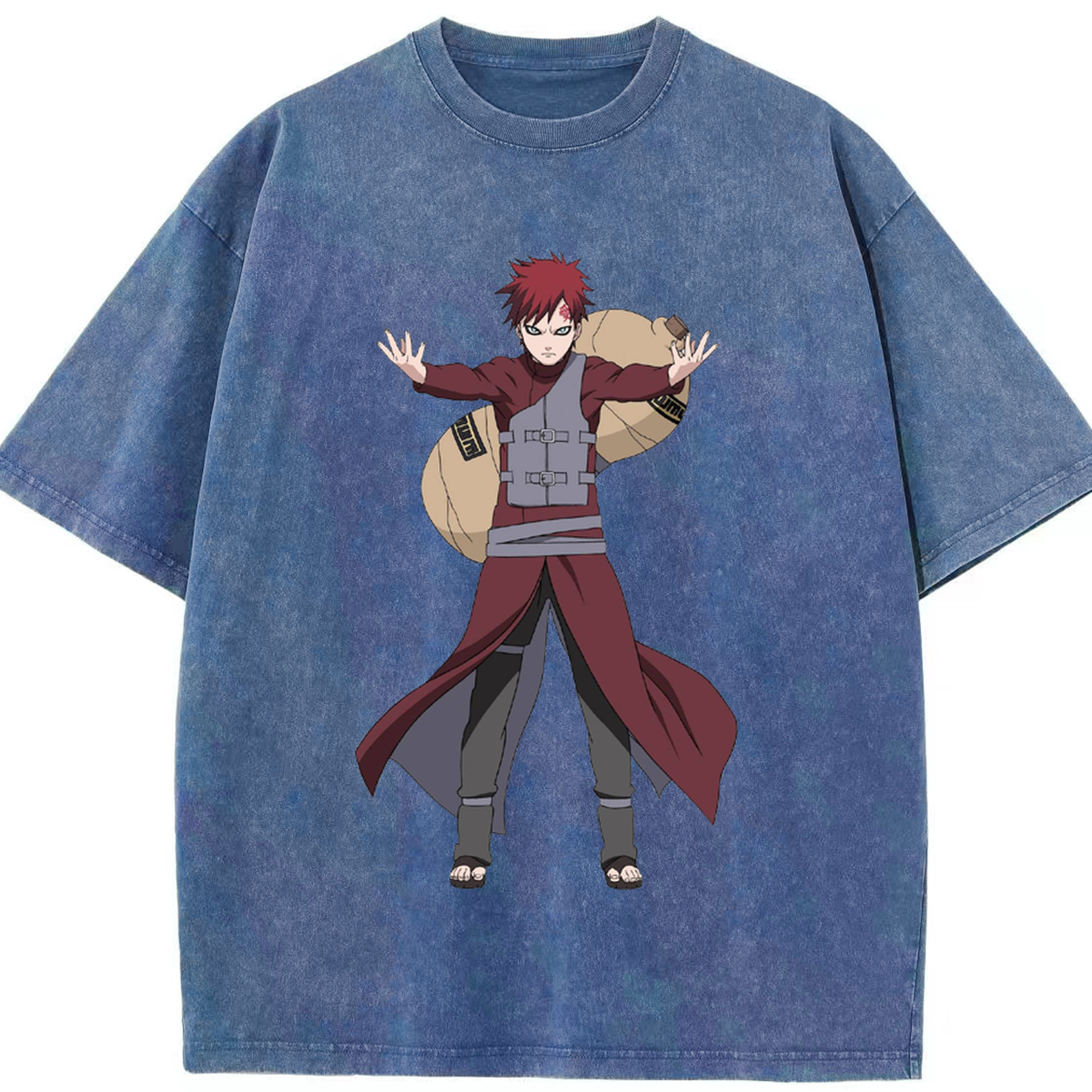 （画像用） NARUTO -ナルト- ガアラ Gaara 綿100% ヴィンテージ風 半袖Tシャツ（フロントプリント）