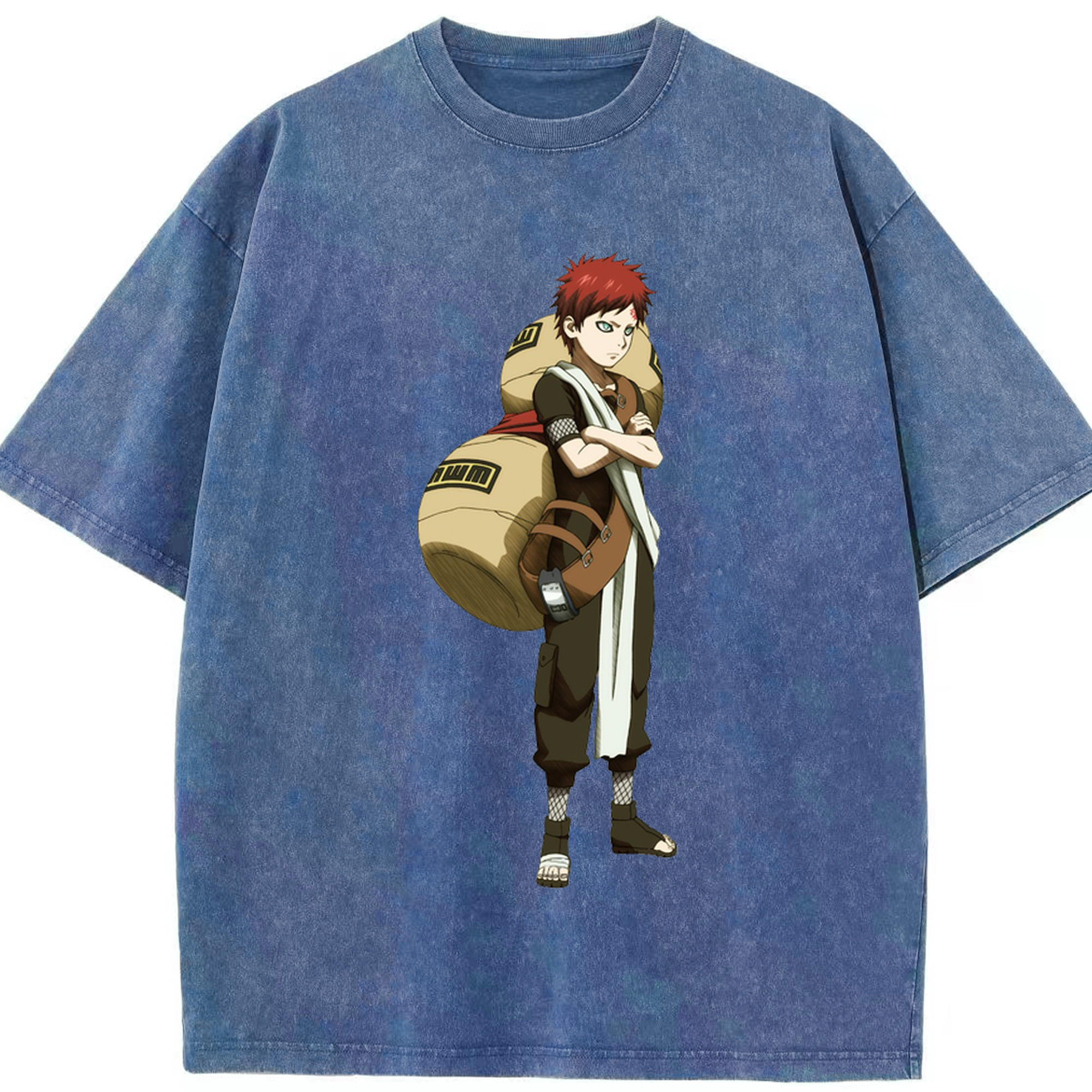 （画像用） NARUTO -ナルト- ガアラ Gaara 綿100% ヴィンテージ風 半袖Tシャツ（フロントプリント）