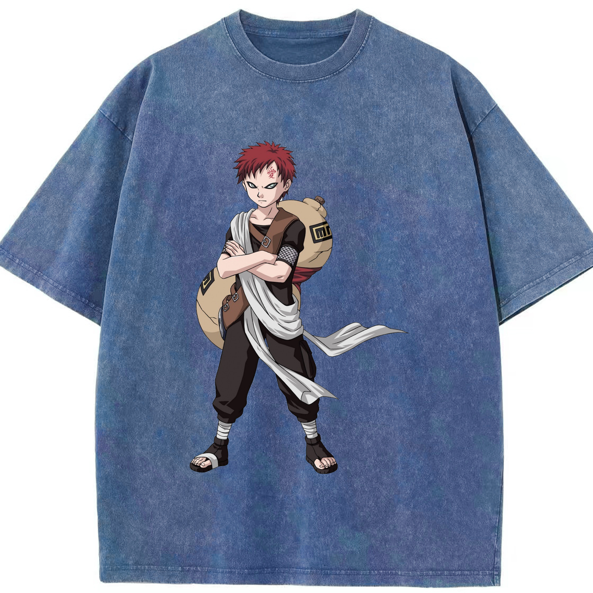 （画像用） NARUTO -ナルト- ガアラ Gaara 綿100% ヴィンテージ風 半袖Tシャツ（フロントプリント）