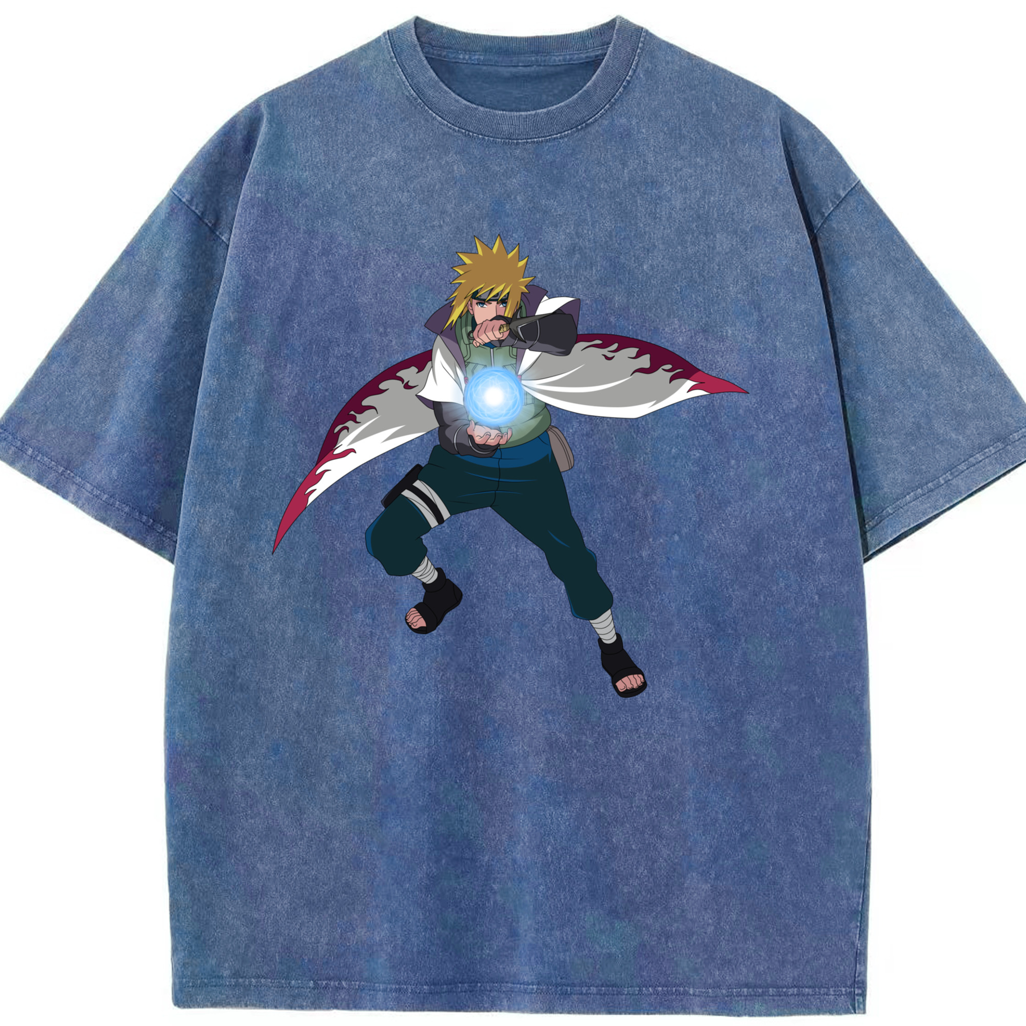 （画像用） NARUTO -ナルト- 波風 ミナト Namikaze Minato 綿100% ヴィンテージ風 半袖Tシャツ（フロントプリント）