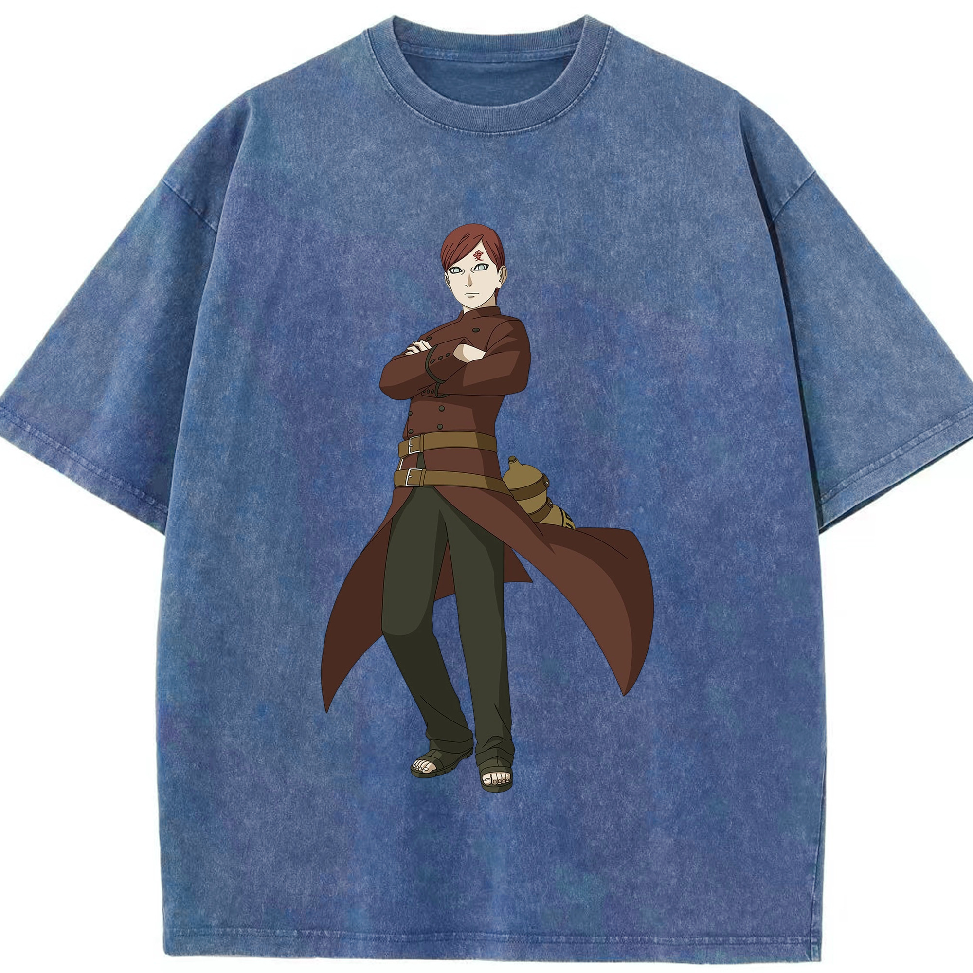 （画像用） NARUTO -ナルト- ガアラ Gaara 綿100% ヴィンテージ風 半袖Tシャツ（フロントプリント）