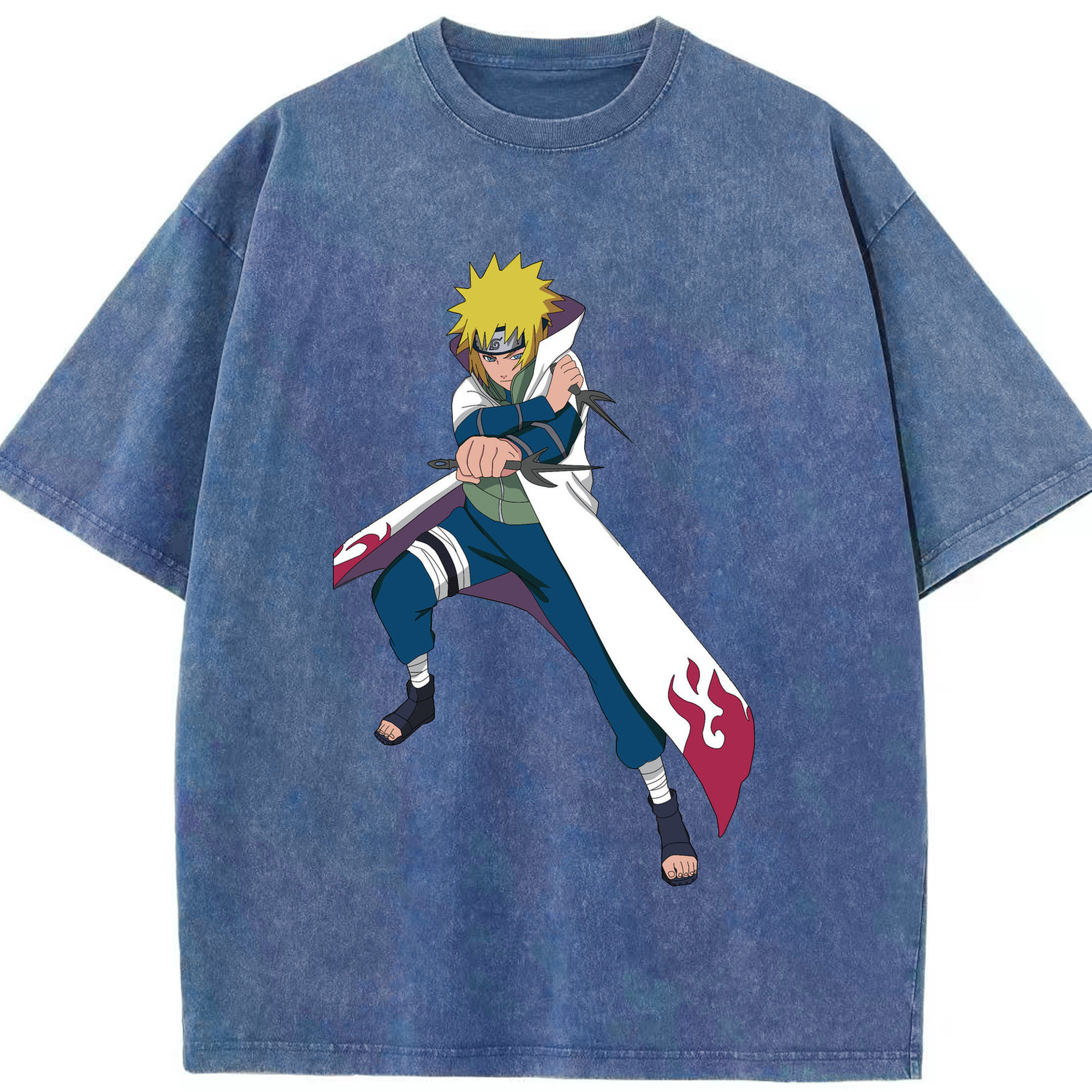 （画像用） NARUTO -ナルト- 波風 ミナト Namikaze Minato 綿100% ヴィンテージ風 半袖Tシャツ（フロントプリント）