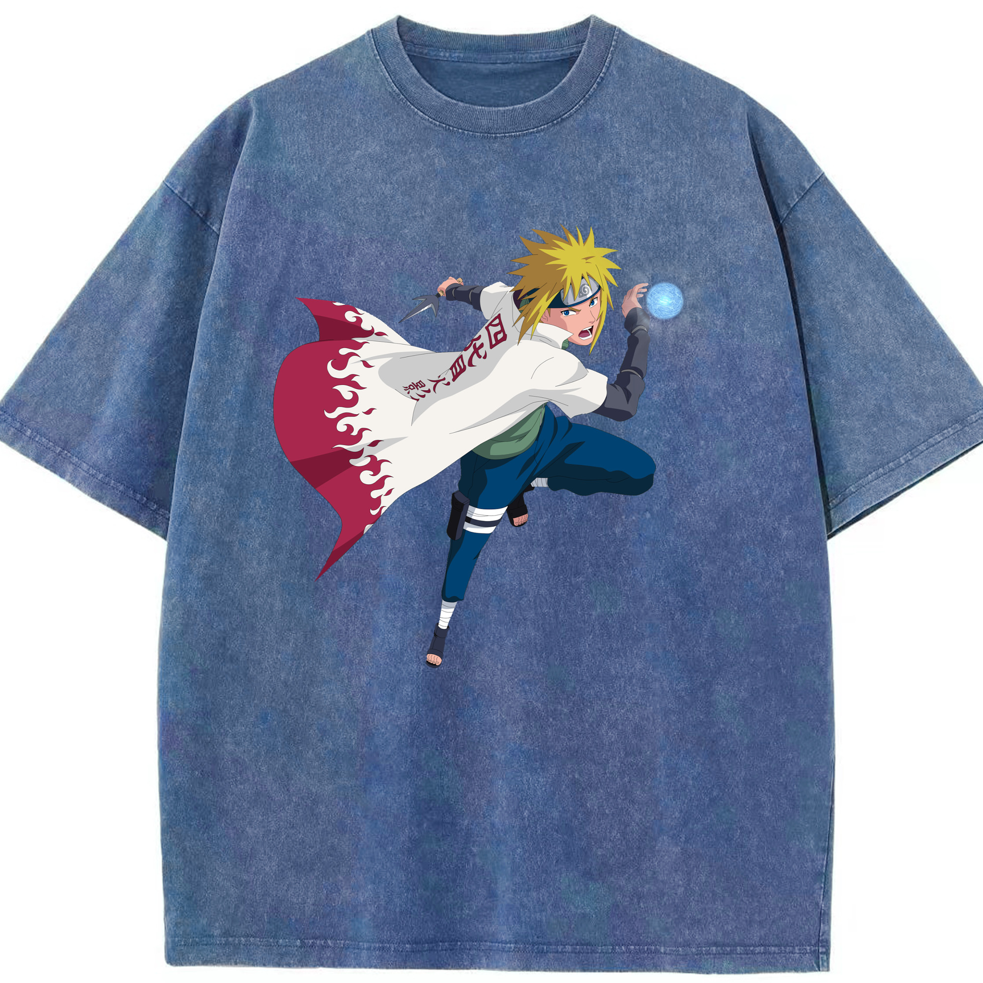 （画像用） NARUTO -ナルト- 波風 ミナト Namikaze Minato 綿100% ヴィンテージ風 半袖Tシャツ（フロントプリント）