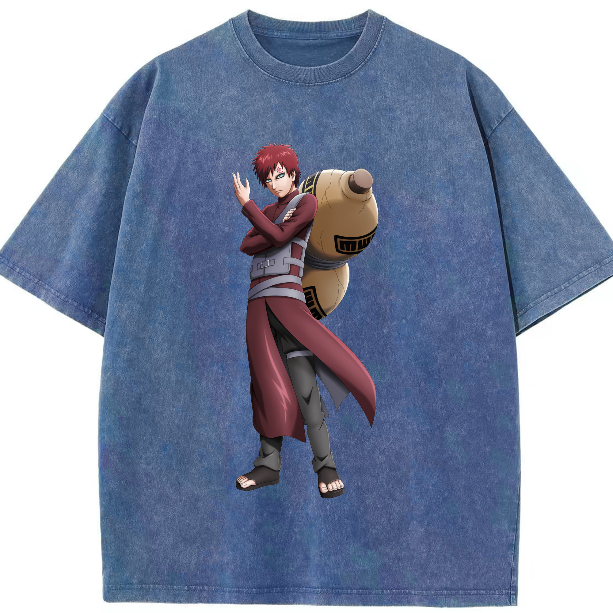 （画像用） NARUTO -ナルト- ガアラ Gaara 綿100% ヴィンテージ風 半袖Tシャツ（フロントプリント）
