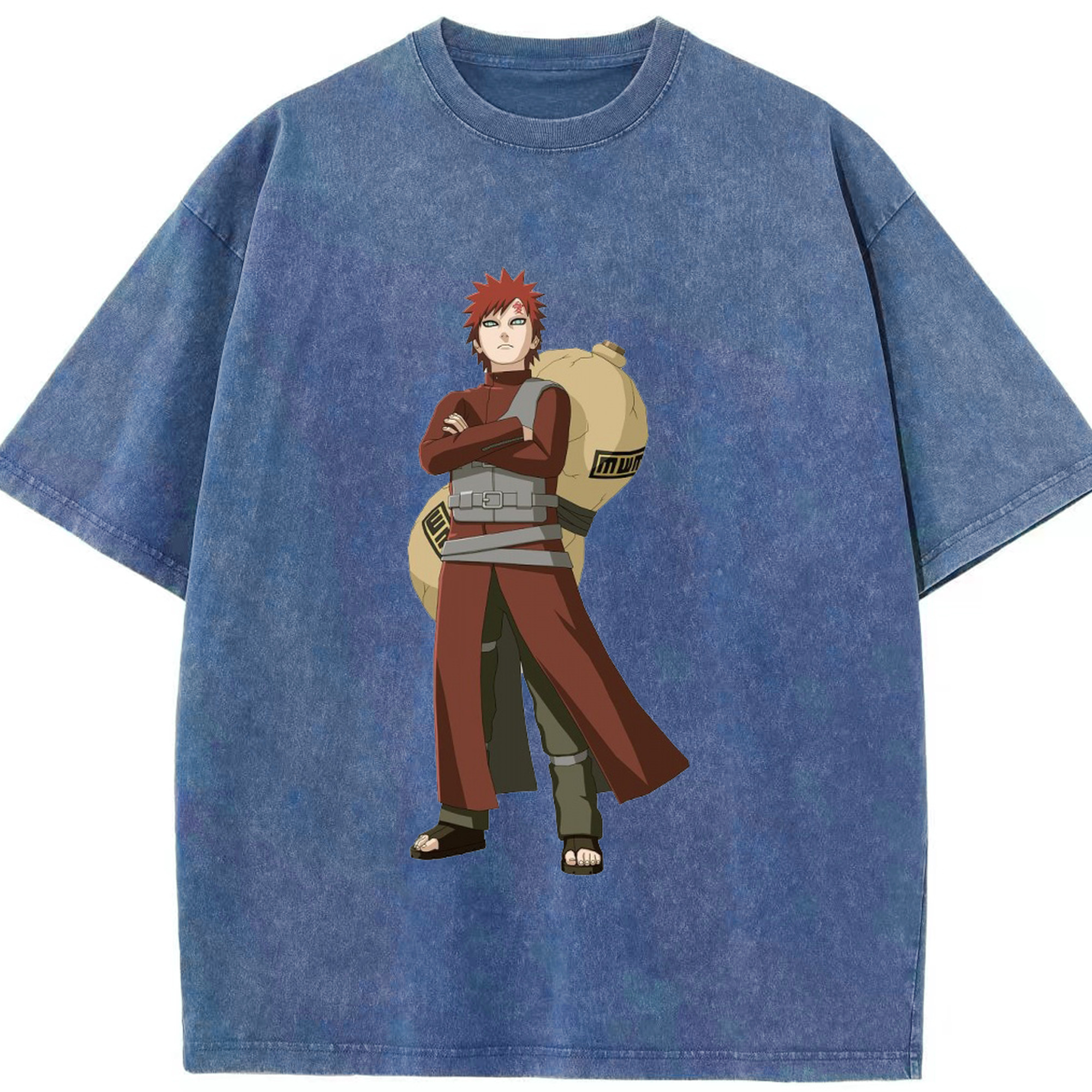（画像用） NARUTO -ナルト- ガアラ Gaara 綿100% ヴィンテージ風 半袖Tシャツ（フロントプリント）